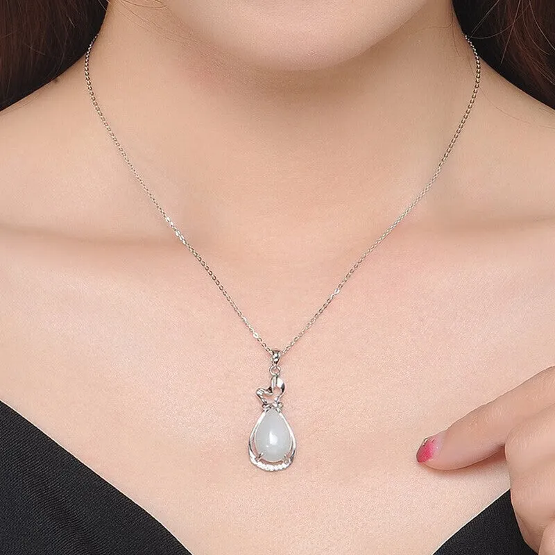 Cygnet Pendant S925 Silver Jade Necklace Jewelry-Tajade