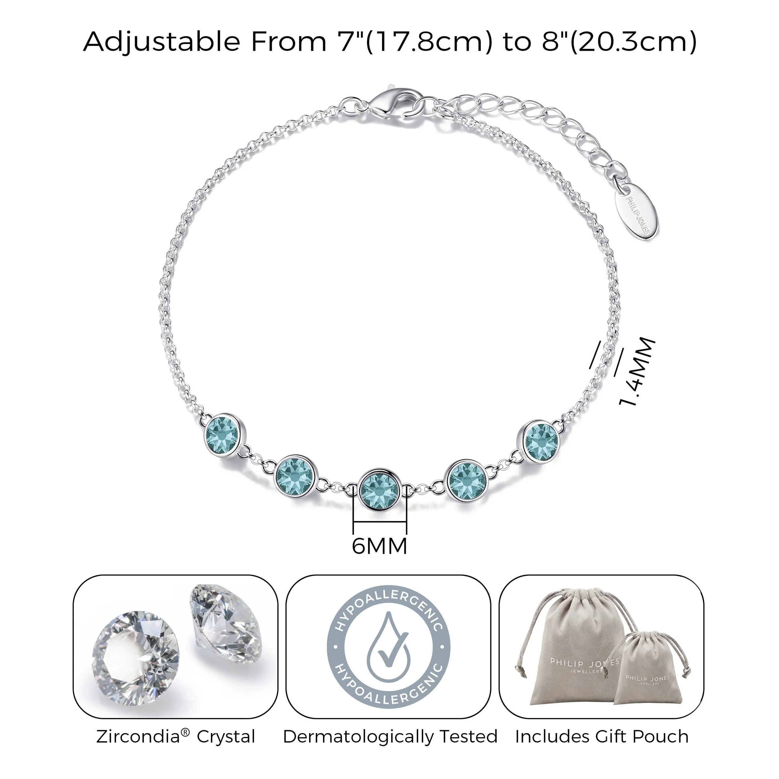 December Birthstone Bracelet Created with Blue Topaz Zircondia® Crystals