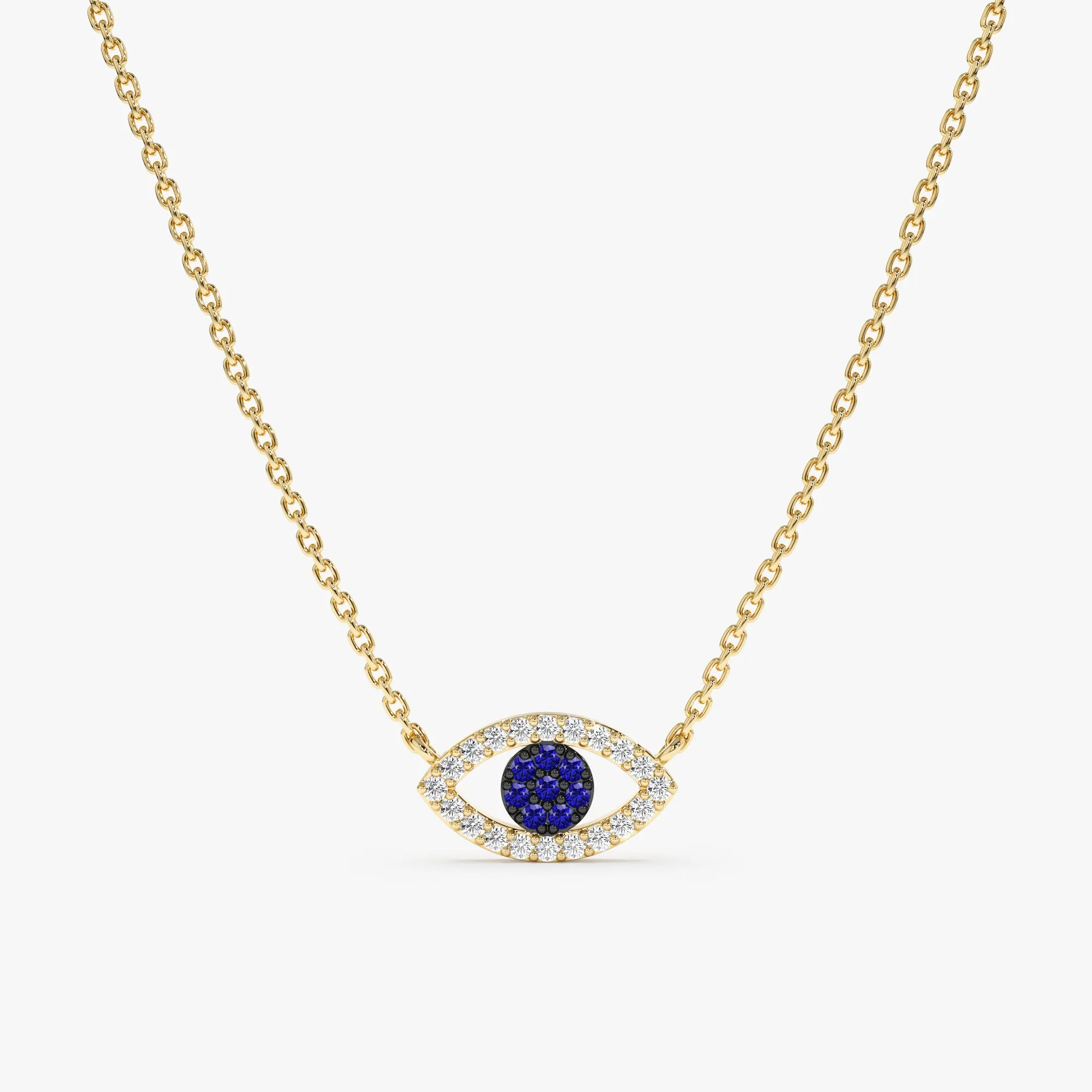 Diamond Sapphire Evil Eye Necklace, Paisley