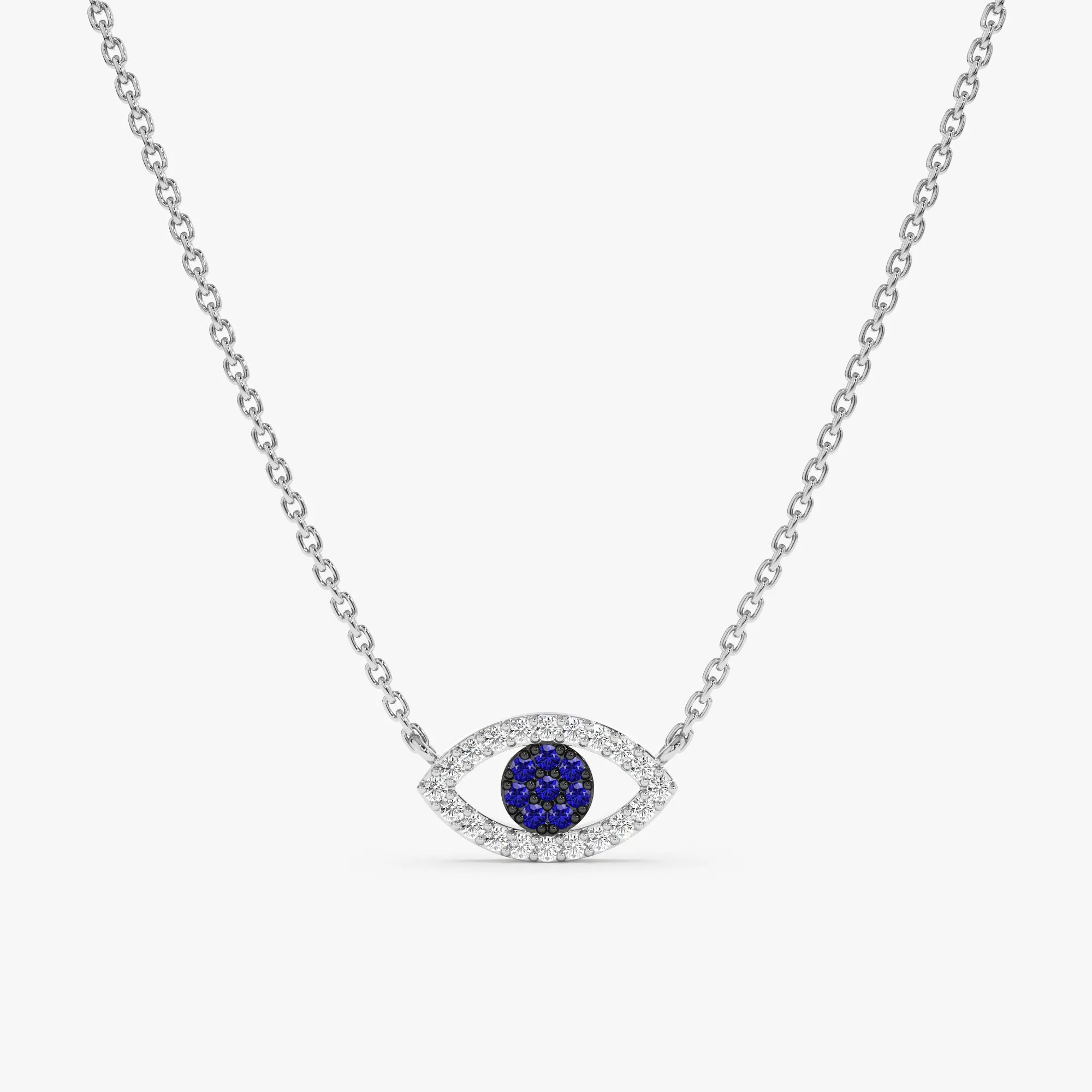 Diamond Sapphire Evil Eye Necklace, Paisley