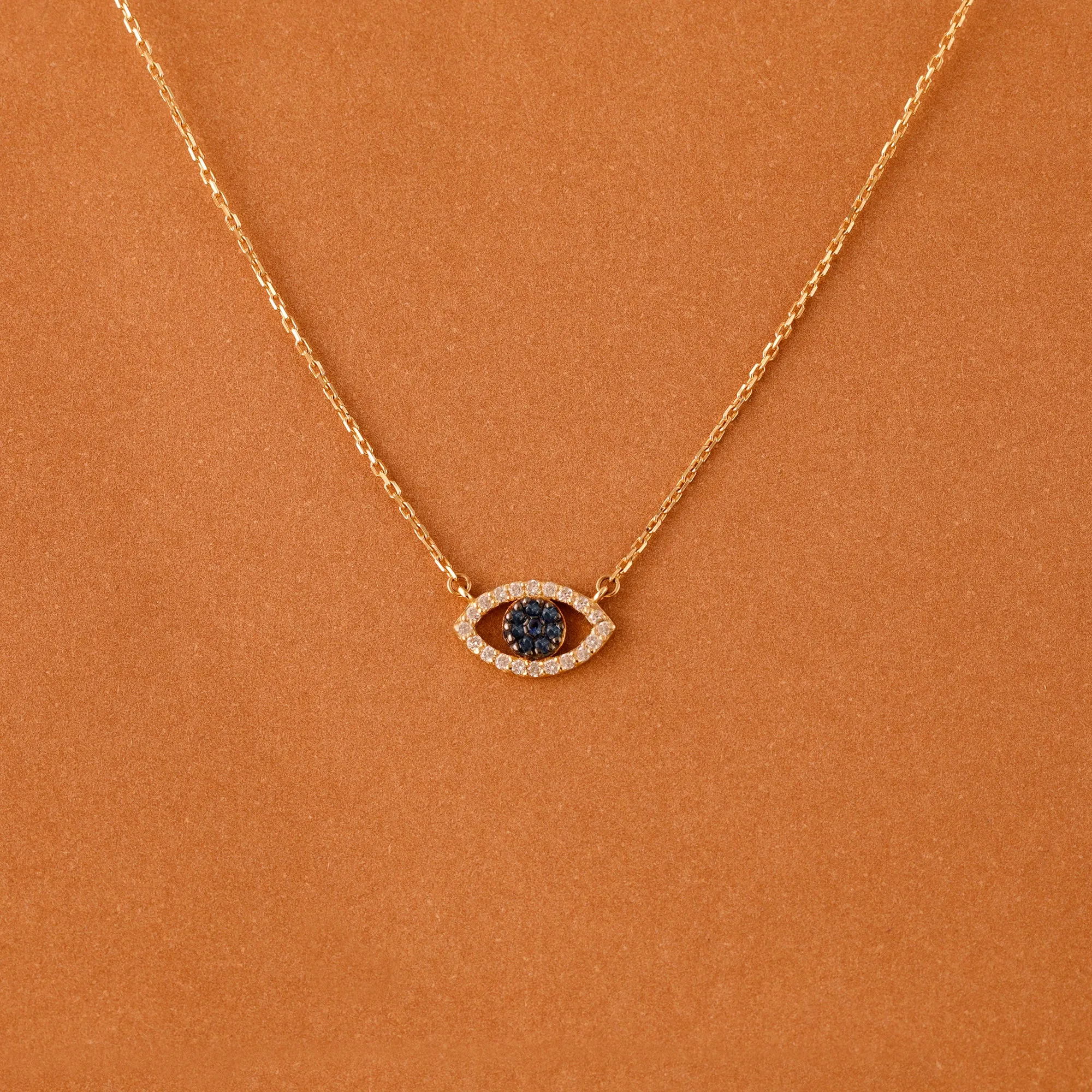 Diamond Sapphire Evil Eye Necklace, Paisley