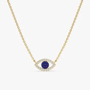 Diamond Sapphire Evil Eye Necklace, Paisley