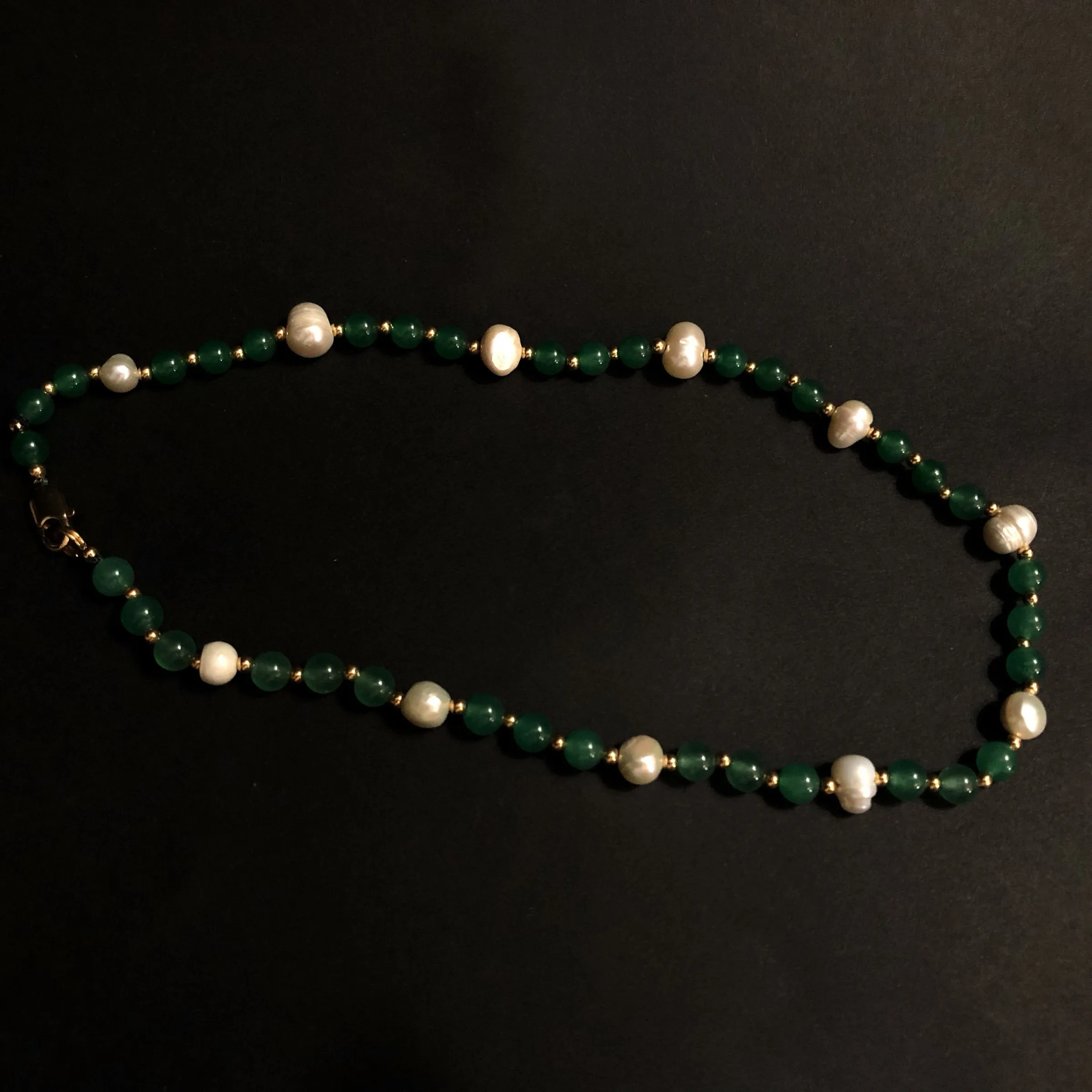 Dove Handmade Jade   Pearl Necklace