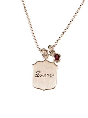 Dream Shield Necklace with Rhodolite Garnet Charm