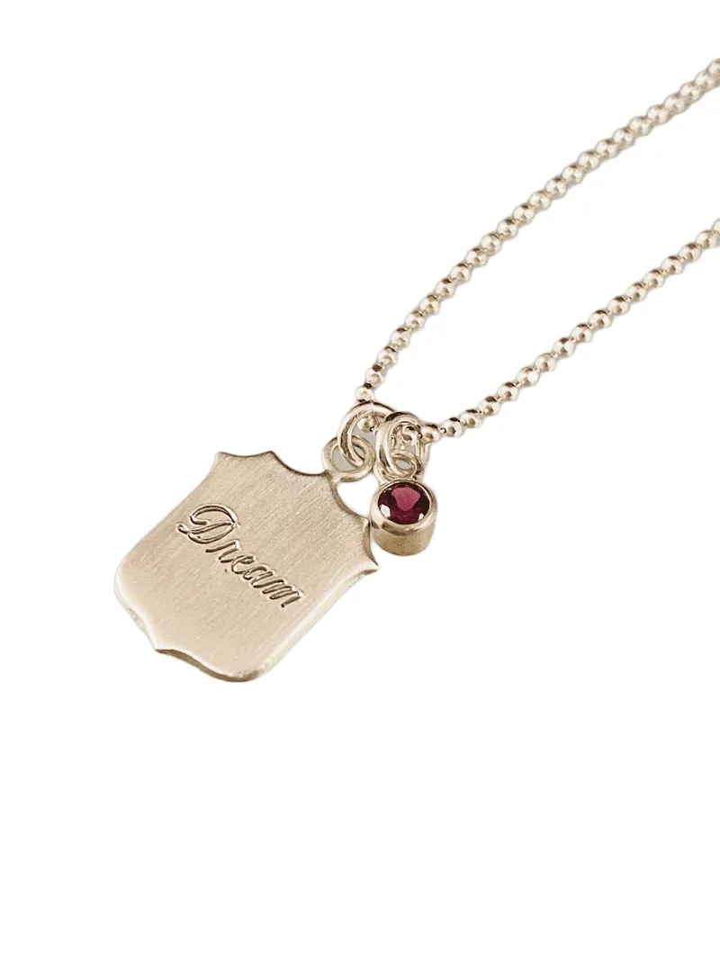 Dream Shield Necklace with Rhodolite Garnet Charm
