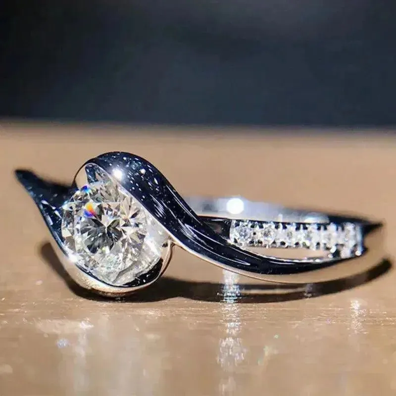 Elegant 925 Silver Plated Zircon Promise Ring for Brides