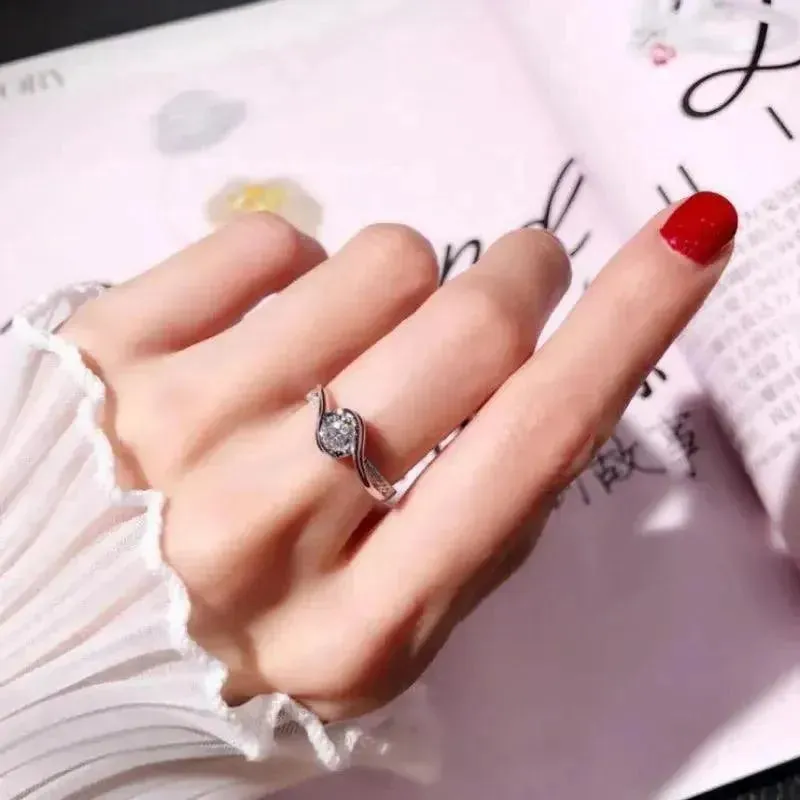 Elegant 925 Silver Plated Zircon Promise Ring for Brides
