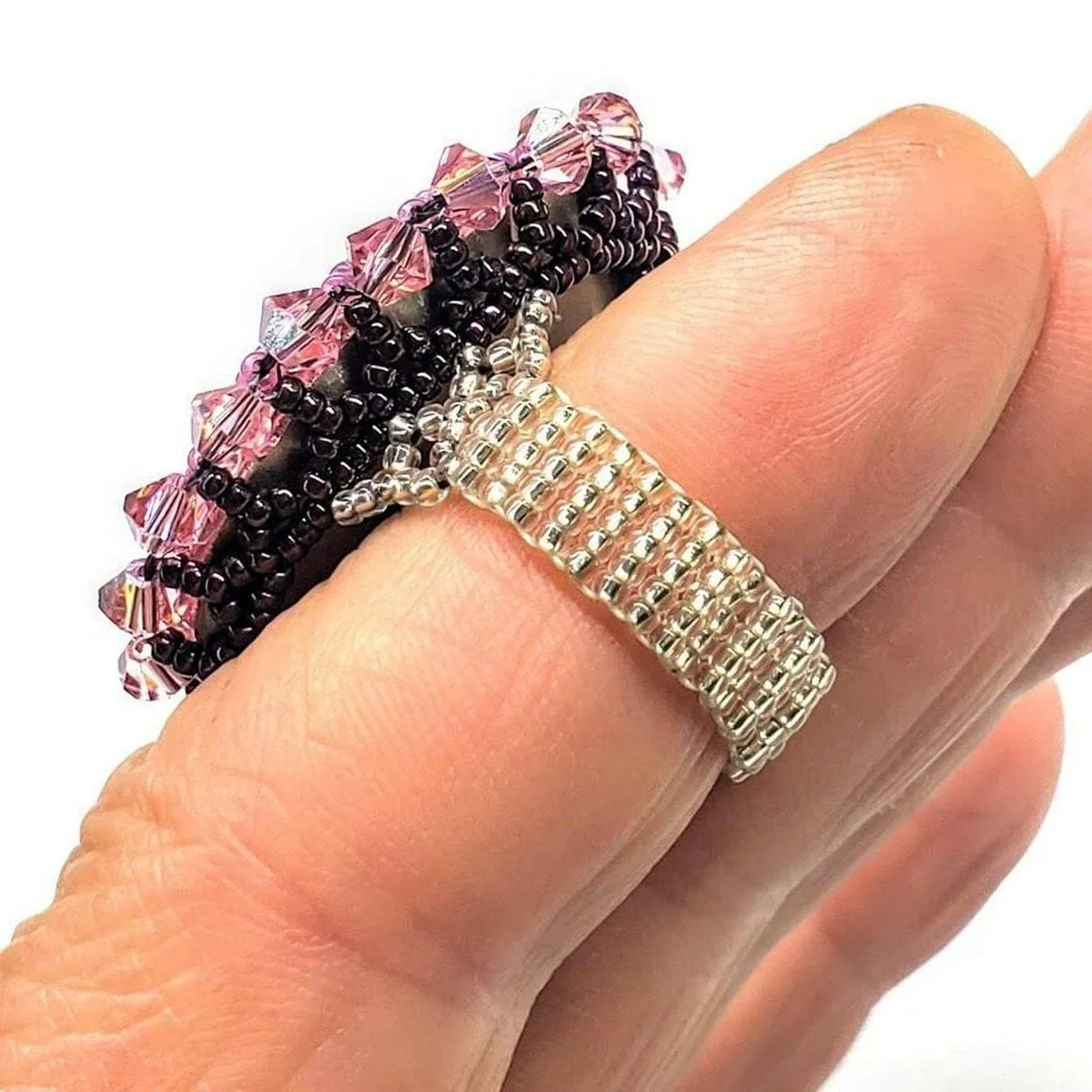 Epic Beaded Rose Crystal Bling Cocktail Ring