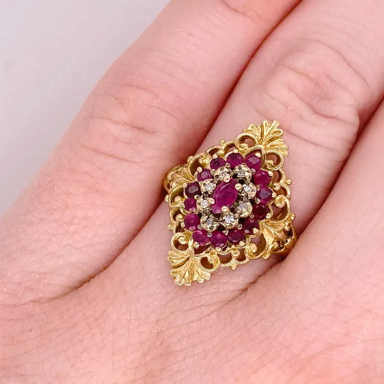 Estate Ruby Filigree Ring