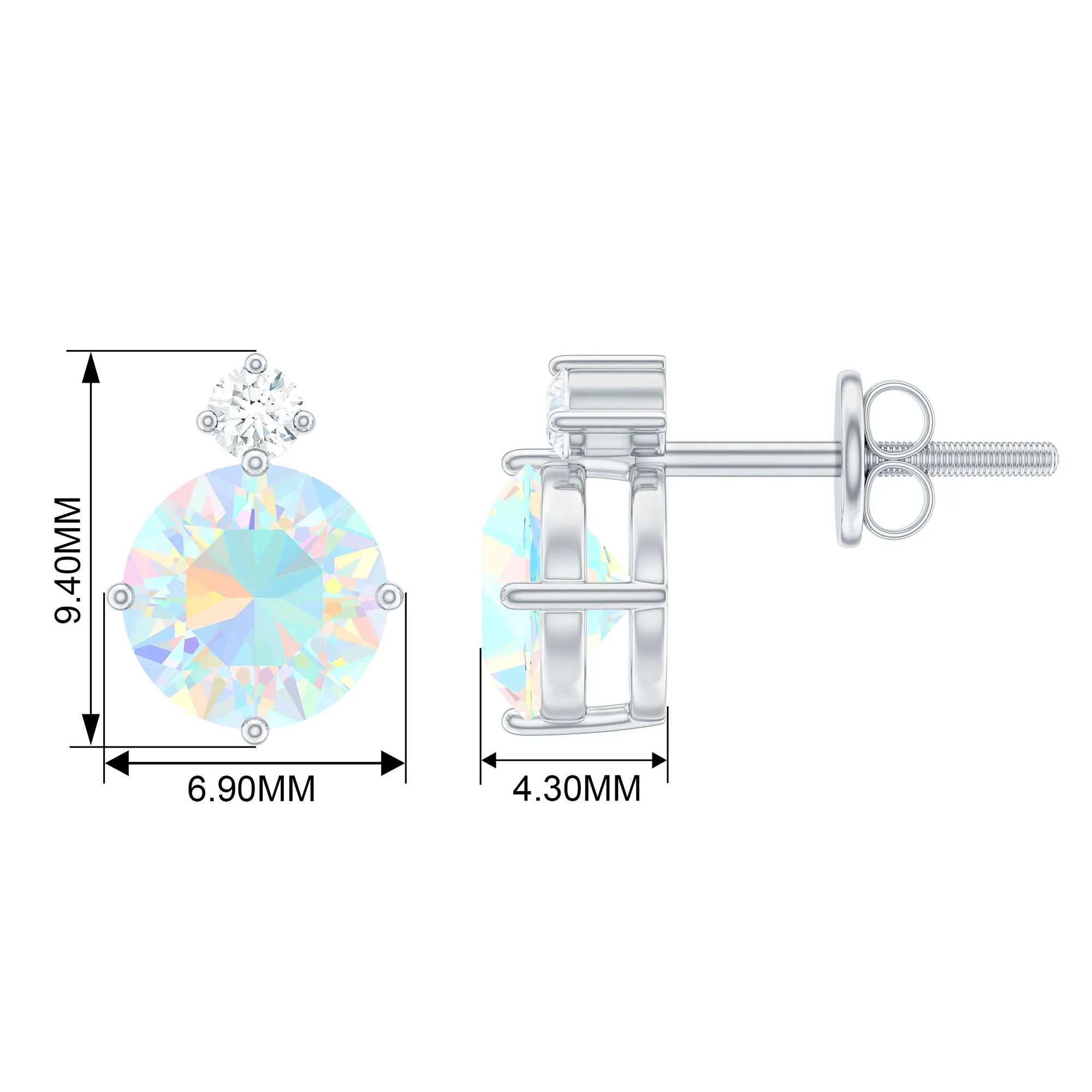 Ethiopian Opal Diamond Solitaire Stud Earrings