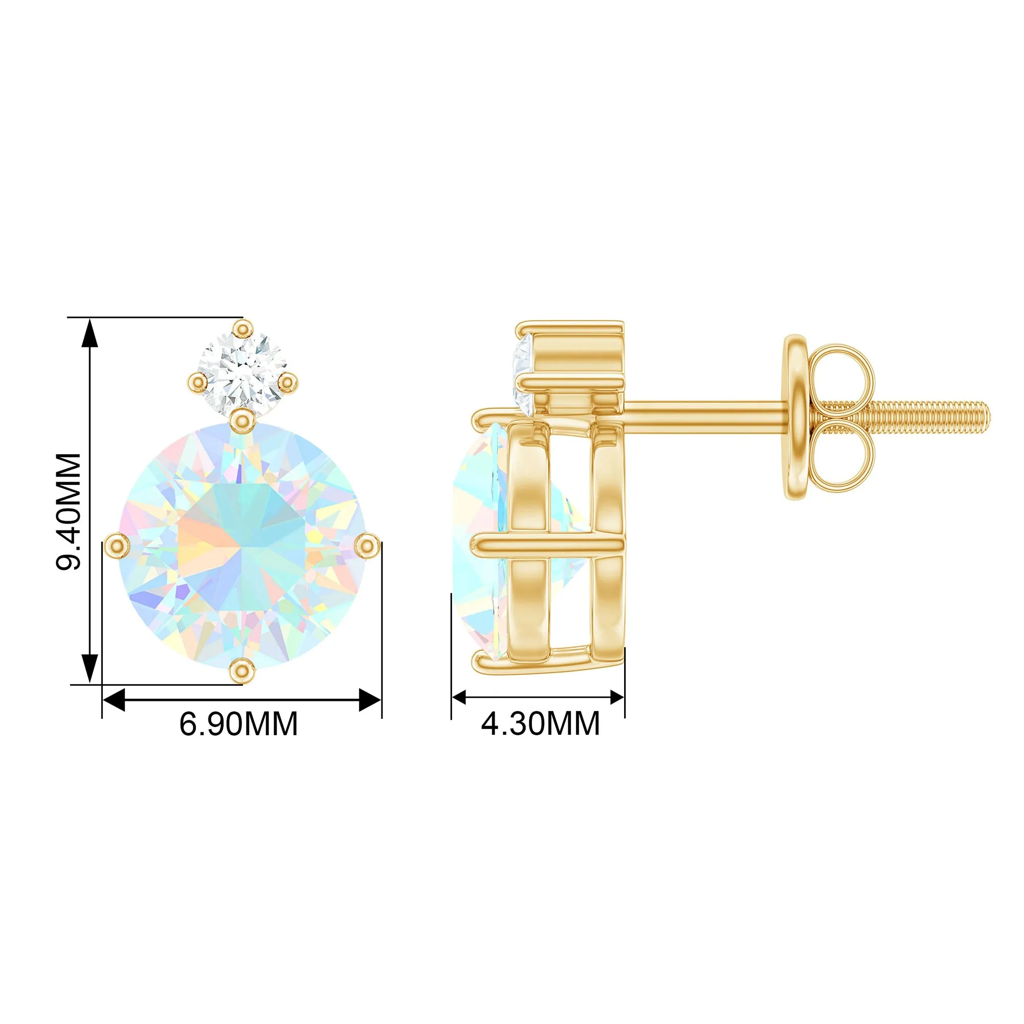 Ethiopian Opal Diamond Solitaire Stud Earrings