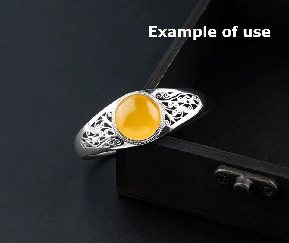 Ethnic Flower Pattern Round Mount Bracelet No Prongs Setting Sterling Silver Fine 925 18x18mm For One Stone Adjustable DIY Jewelry Wholesale