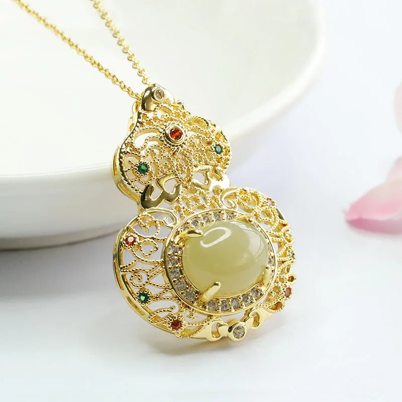 Exquisite Hetian Jade Gourd Pendant crafted by Planderful