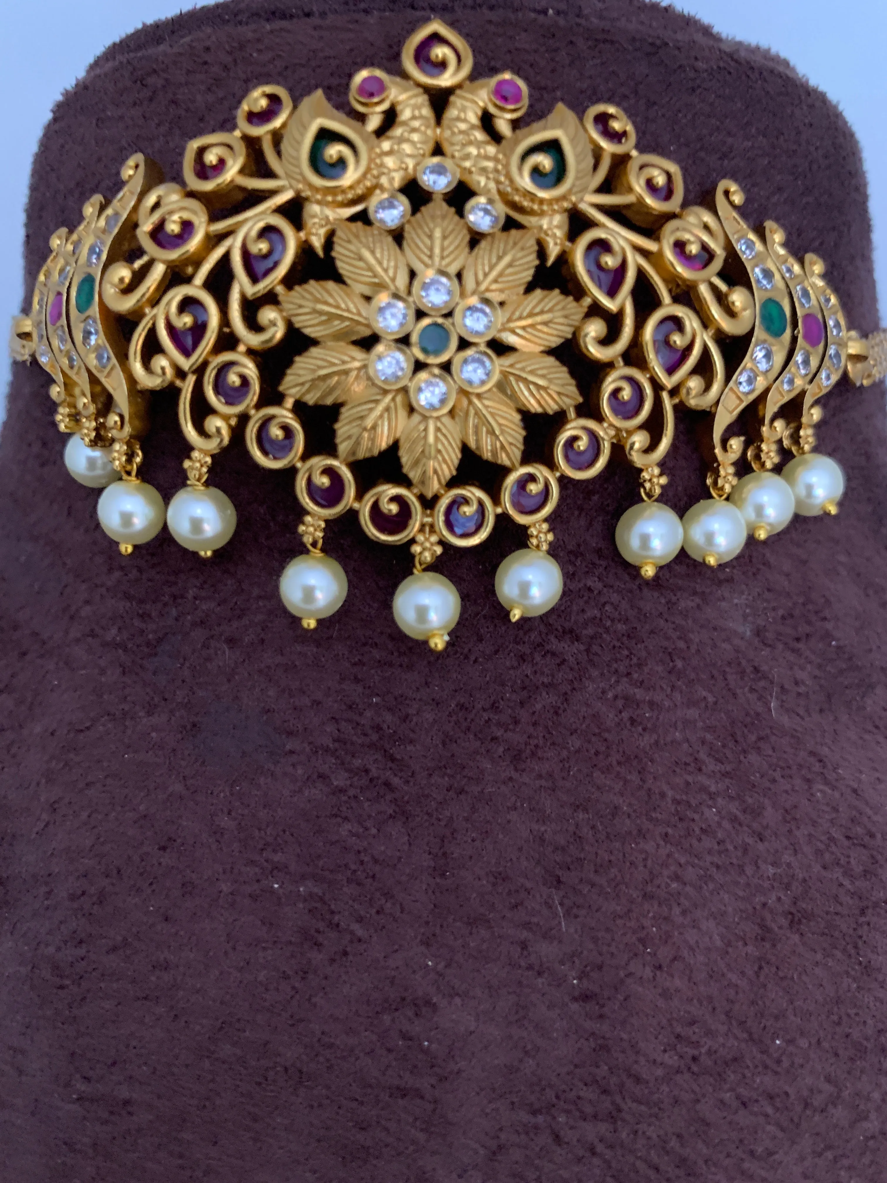 Floral Multi Color Choker with matching Jhumkis
