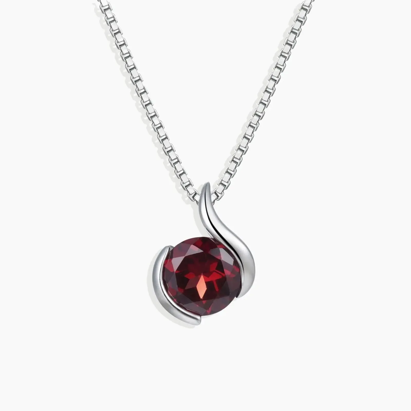 Garnet Monarch Pendant Necklace in Sterling Silver