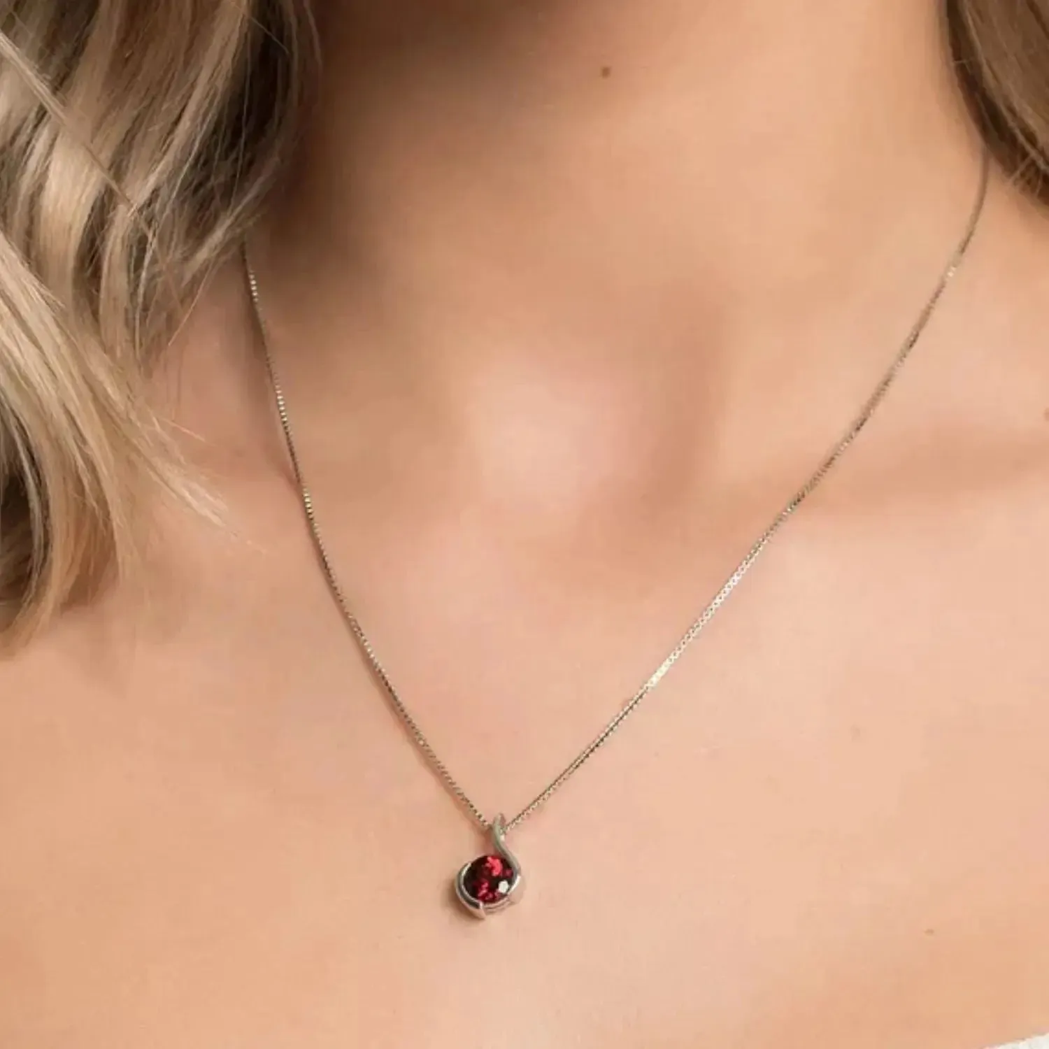 Garnet Monarch Pendant Necklace in Sterling Silver