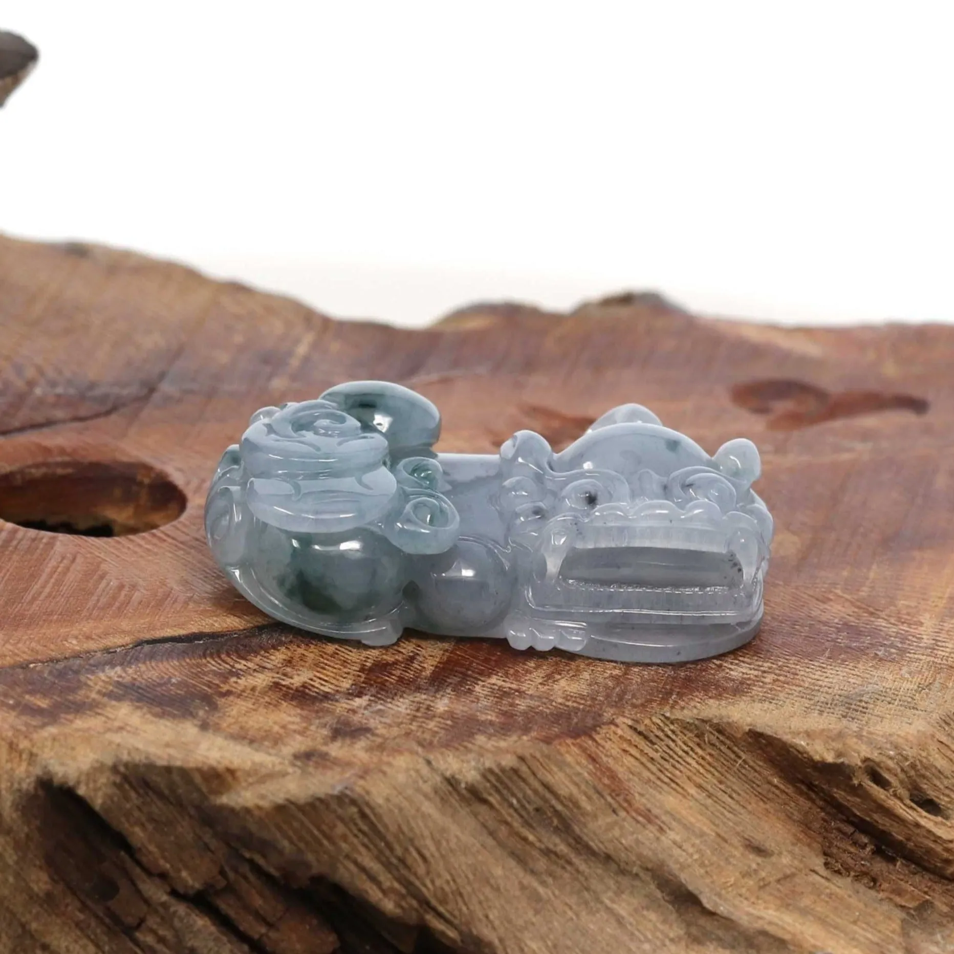 Genuine Burmese Ice Blue-Green Jadeite Jade PiXiu Pendant Necklace