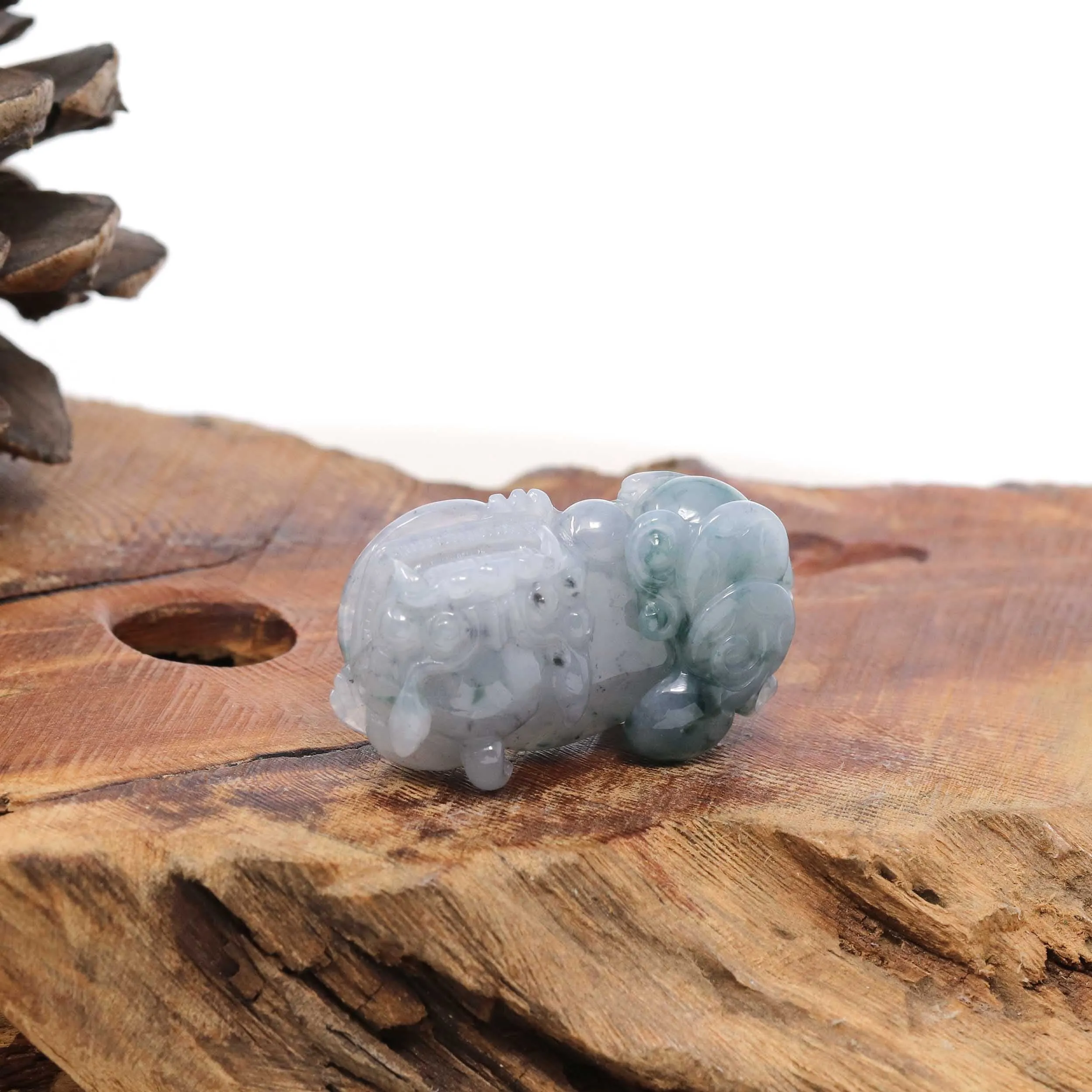 Genuine Burmese Ice Blue-Green Jadeite Jade PiXiu Pendant Necklace