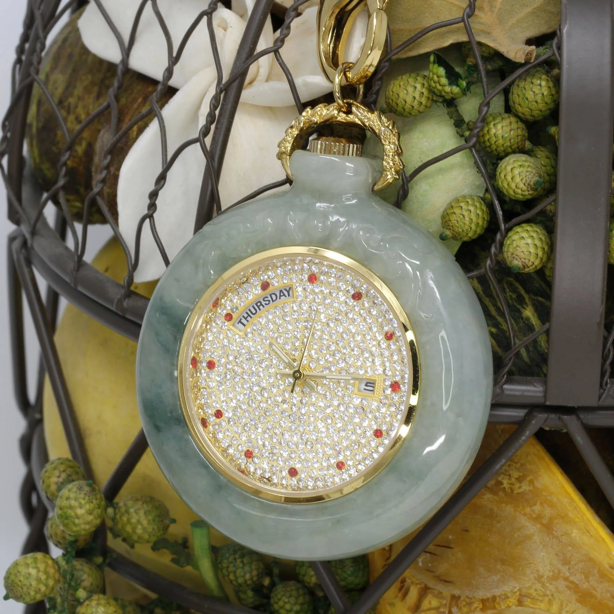 Genuine Burmese Ice Jadeite Jade Pocket Watch (Art & Collectibles) (WA1)