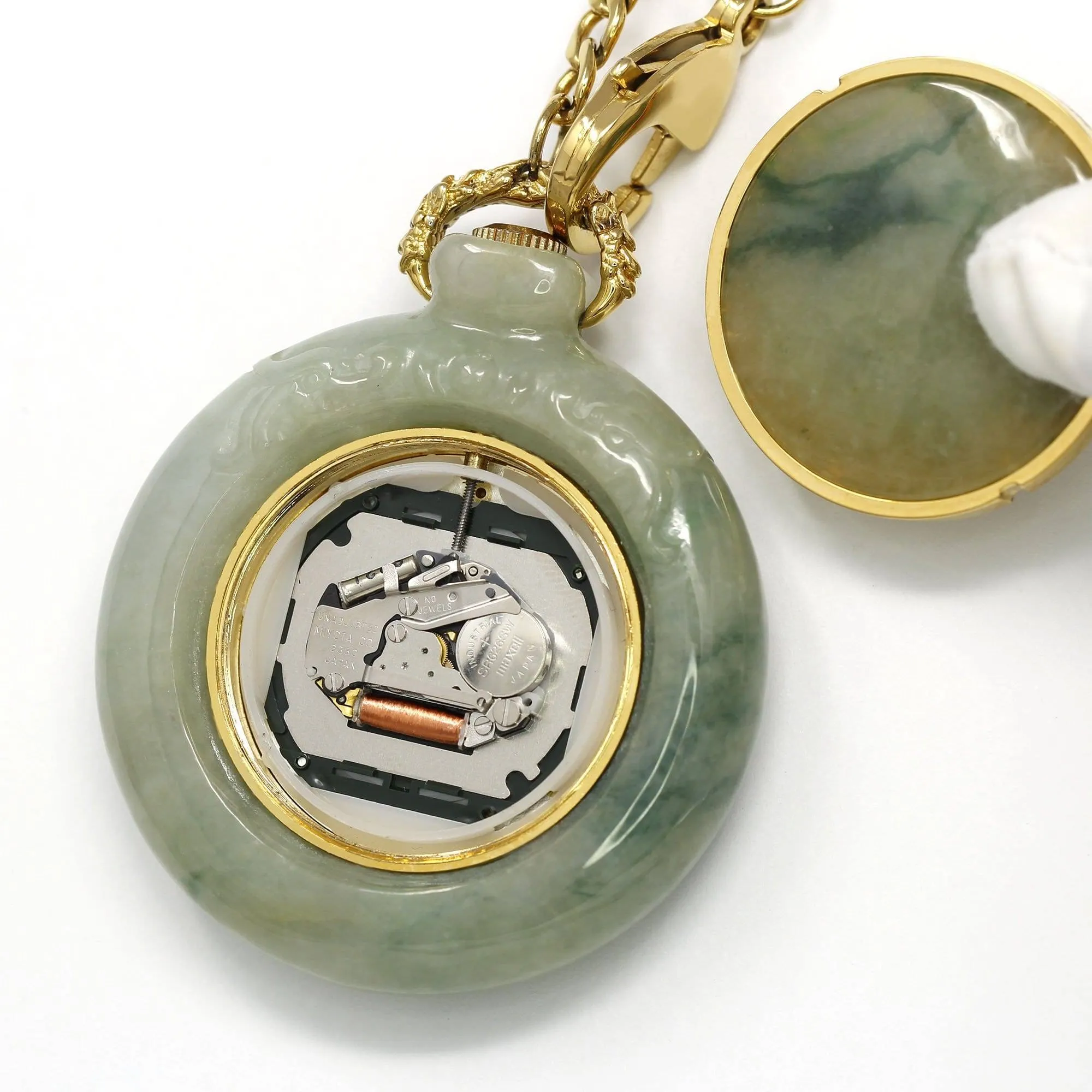 Genuine Burmese Ice Jadeite Jade Pocket Watch (Art & Collectibles) (WA1)