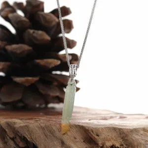 Genuine Burmese Red Ice Jadeite Jade "Magic Brush" Necklace With 14k With Gold Diamond Bail