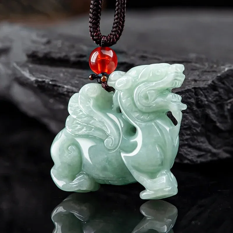 Genuine Myanmar Natural Hand Carved Jadeite Pendant Necklace