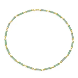 Genuine Onyx Gemstone Multi Color Green Jade Strand Tube Bar Necklace