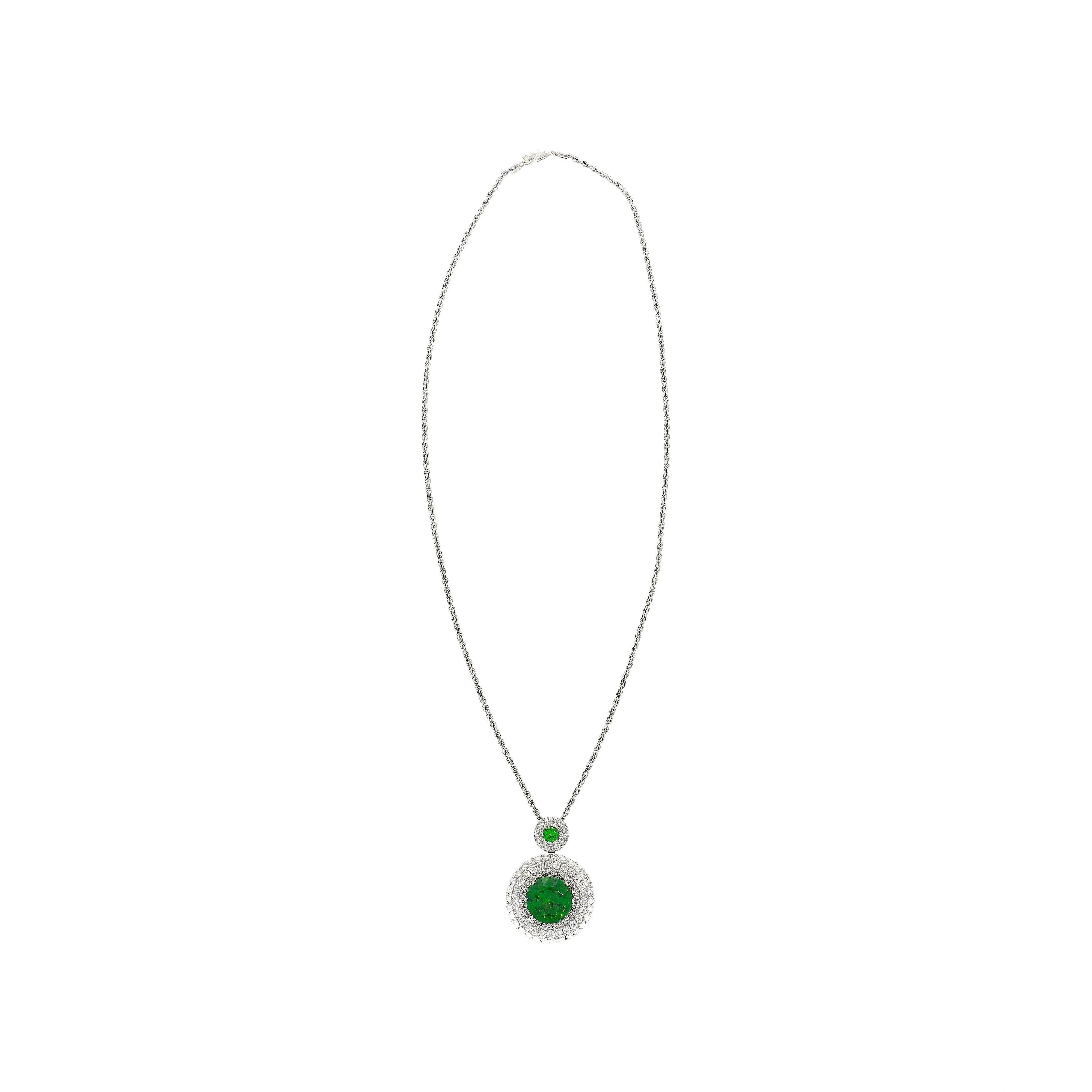 GIA Certified 8.58 Carat Demantoid Pendant Necklace in 18K White Gold