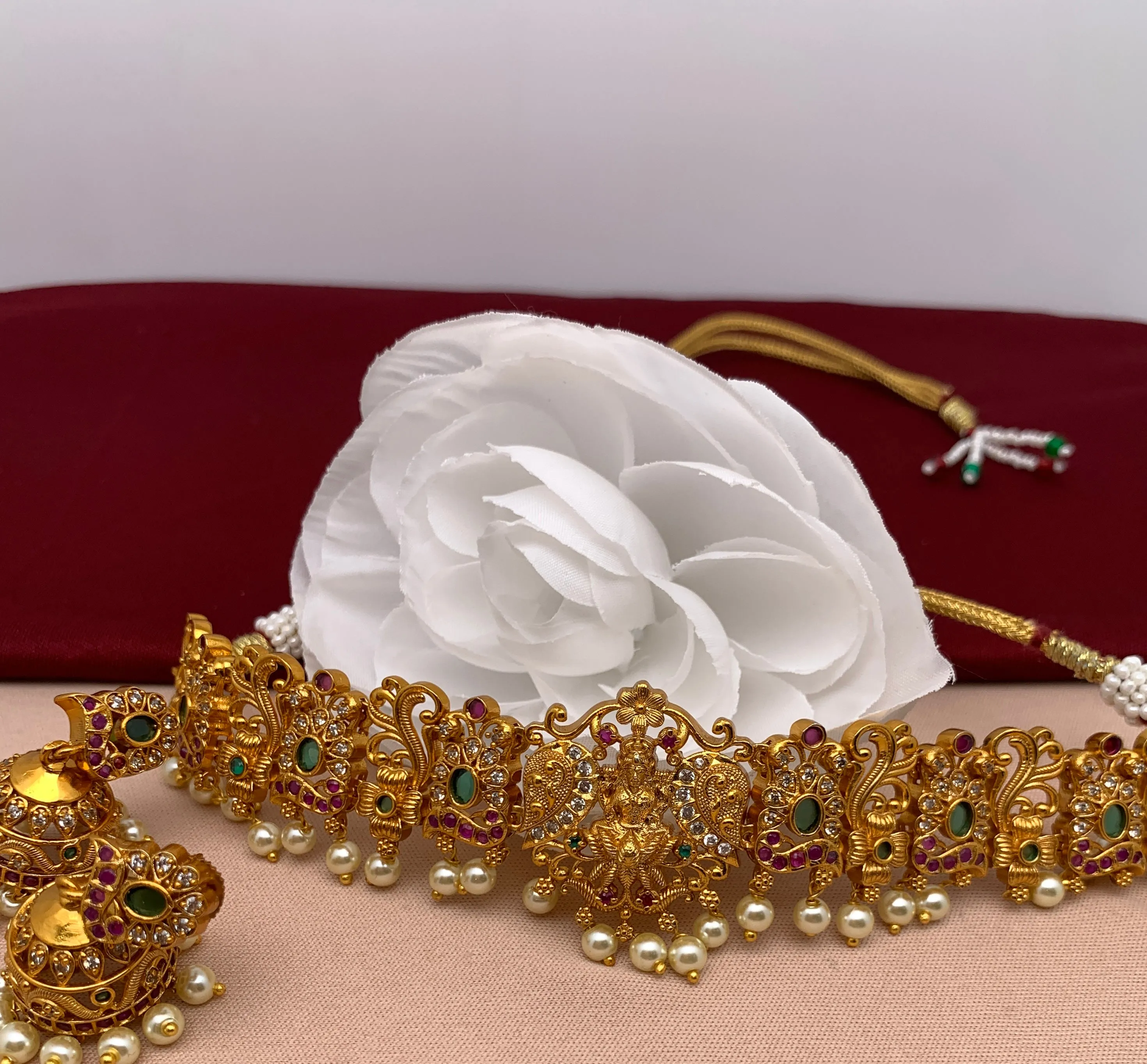 Goddess lakshmi Choker with matching Jhumkis