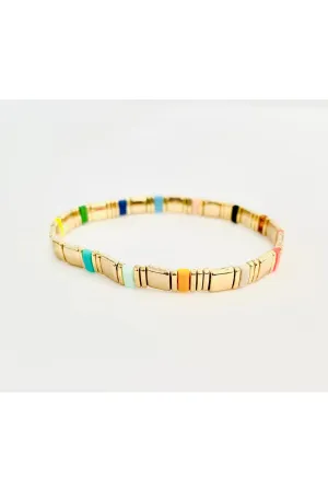Gold and Multi Tile Bracelet