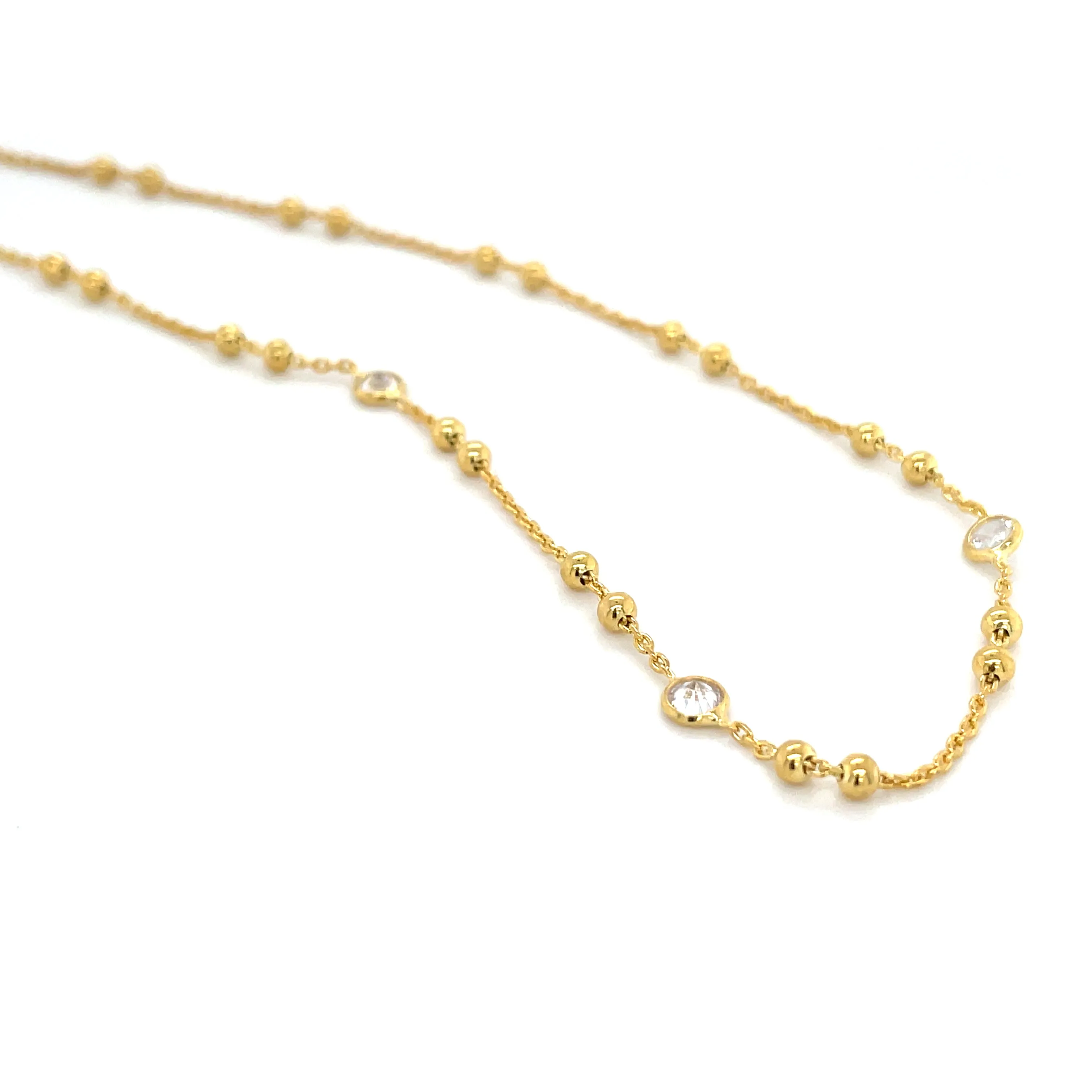 Golden Beaded & Rubover Cz Necklace