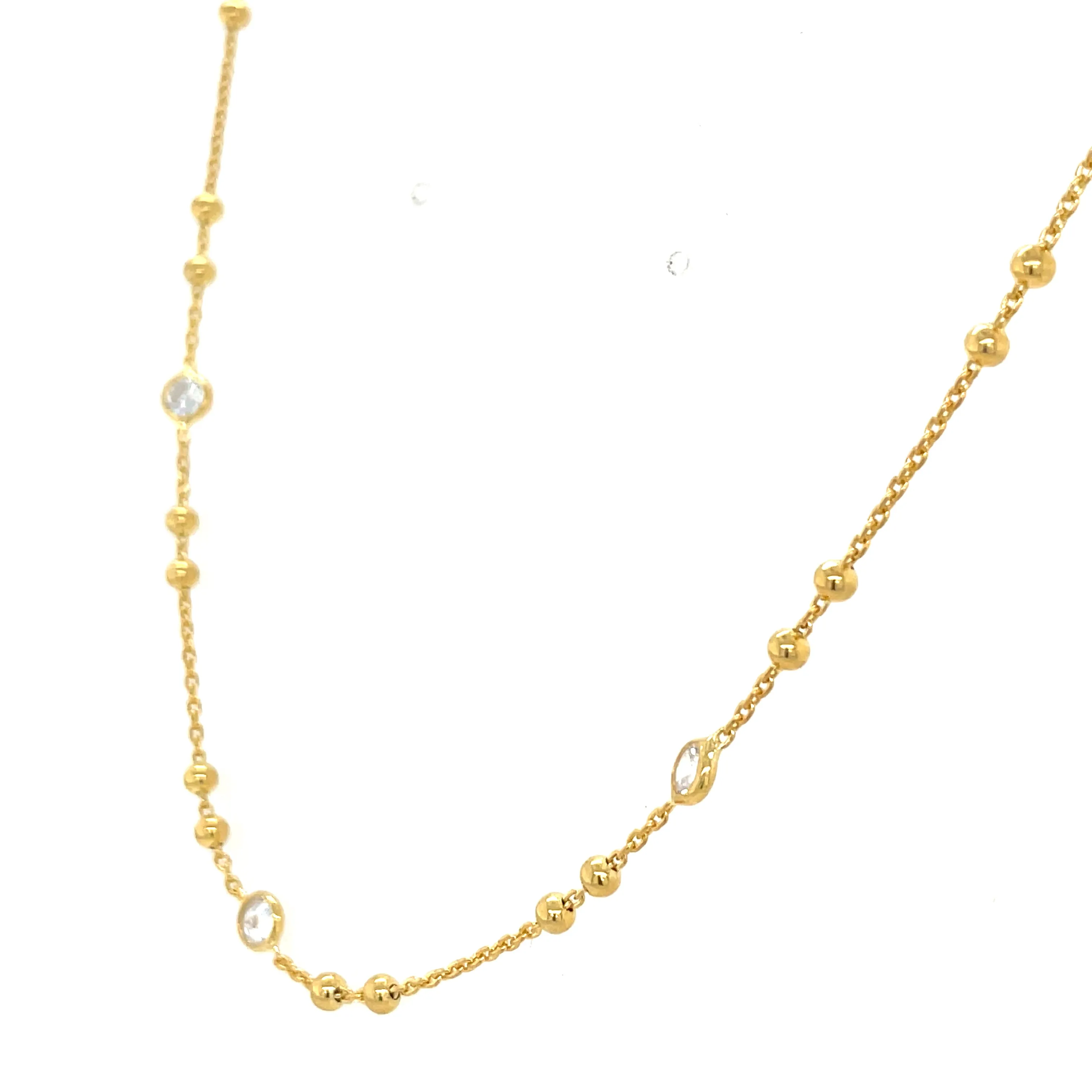 Golden Beaded & Rubover Cz Necklace