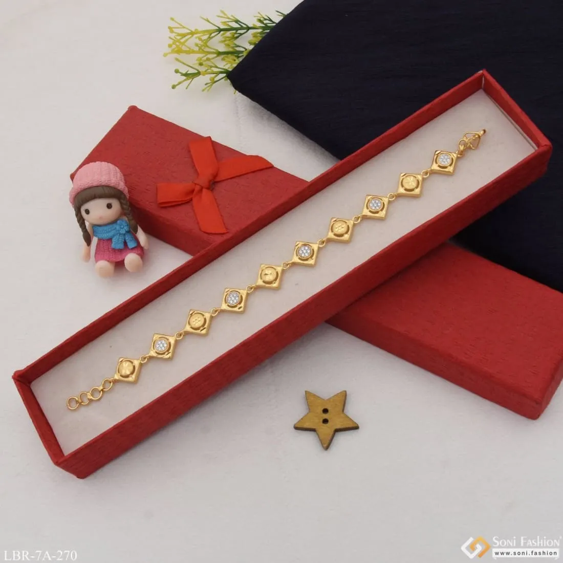 Graceful Design With Diamond Designer Gold Plated Bracelet For Ladies - Style A270