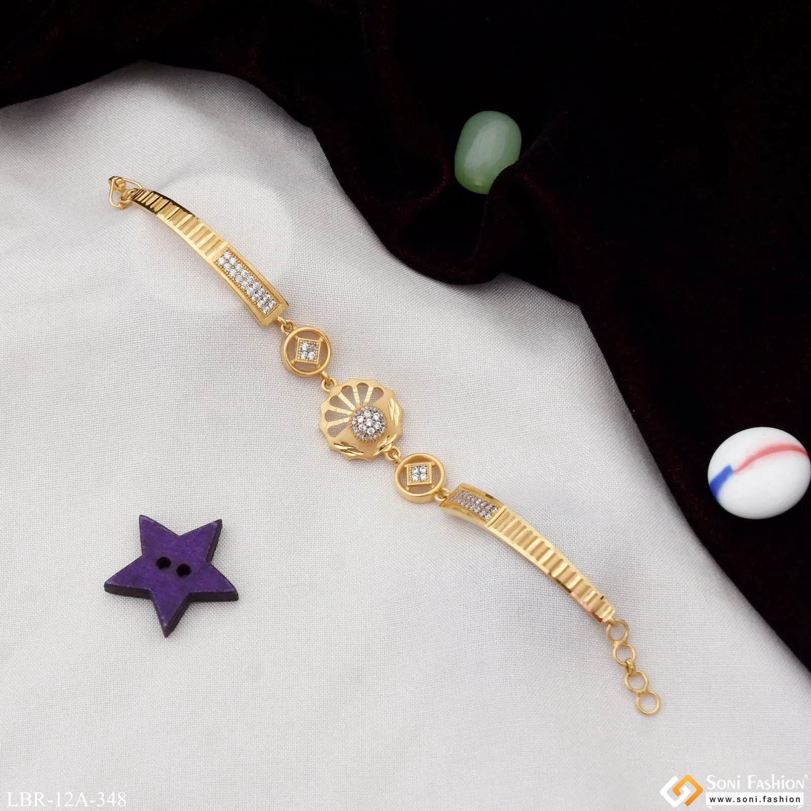 Graceful Design with Diamond Fashionable Gold Plated Bracelet for Lady - Style A348