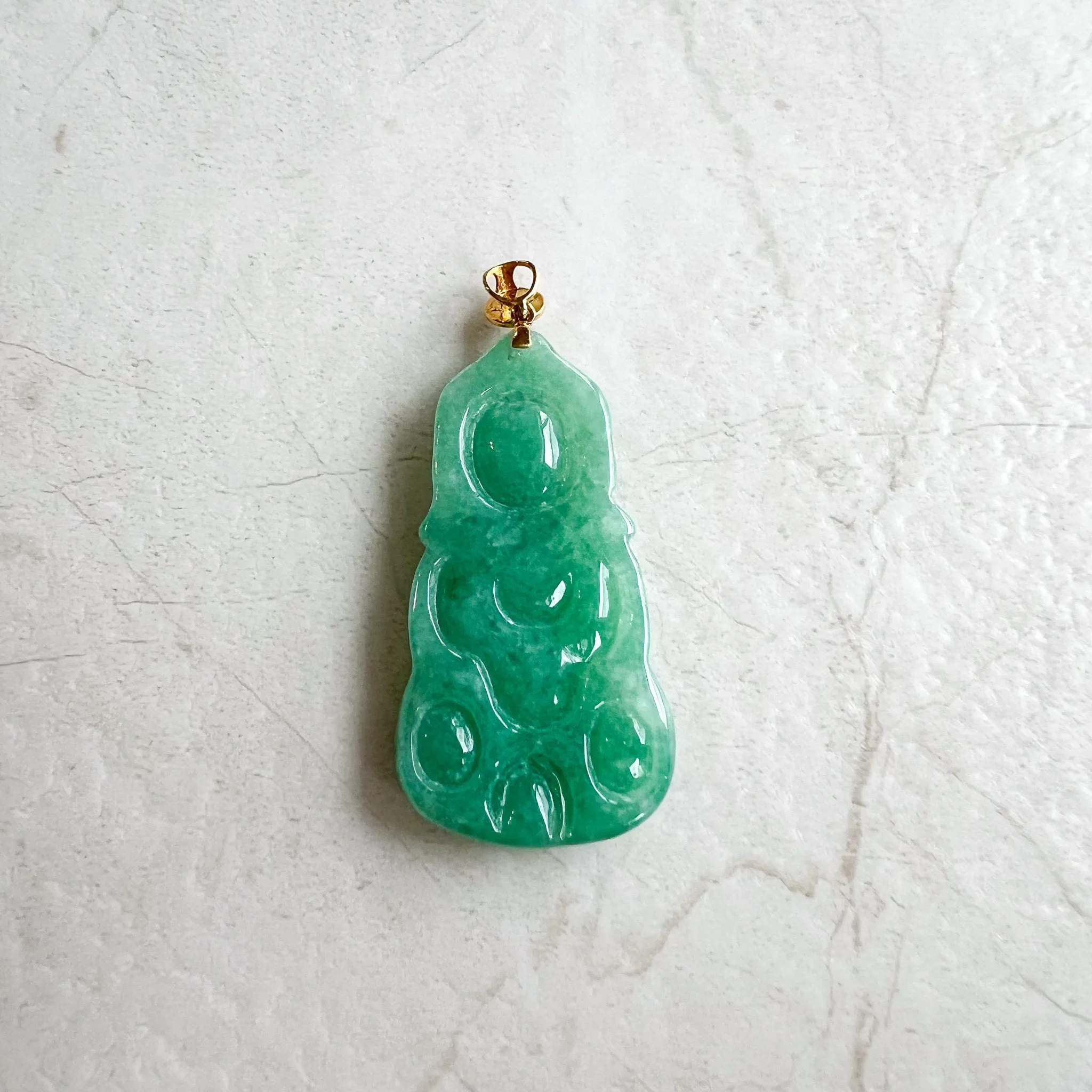 Green Baby Buddha with 18K Gold Bail, Jadeite Jade Carved Pendant, SHWQ-1123-1706502170