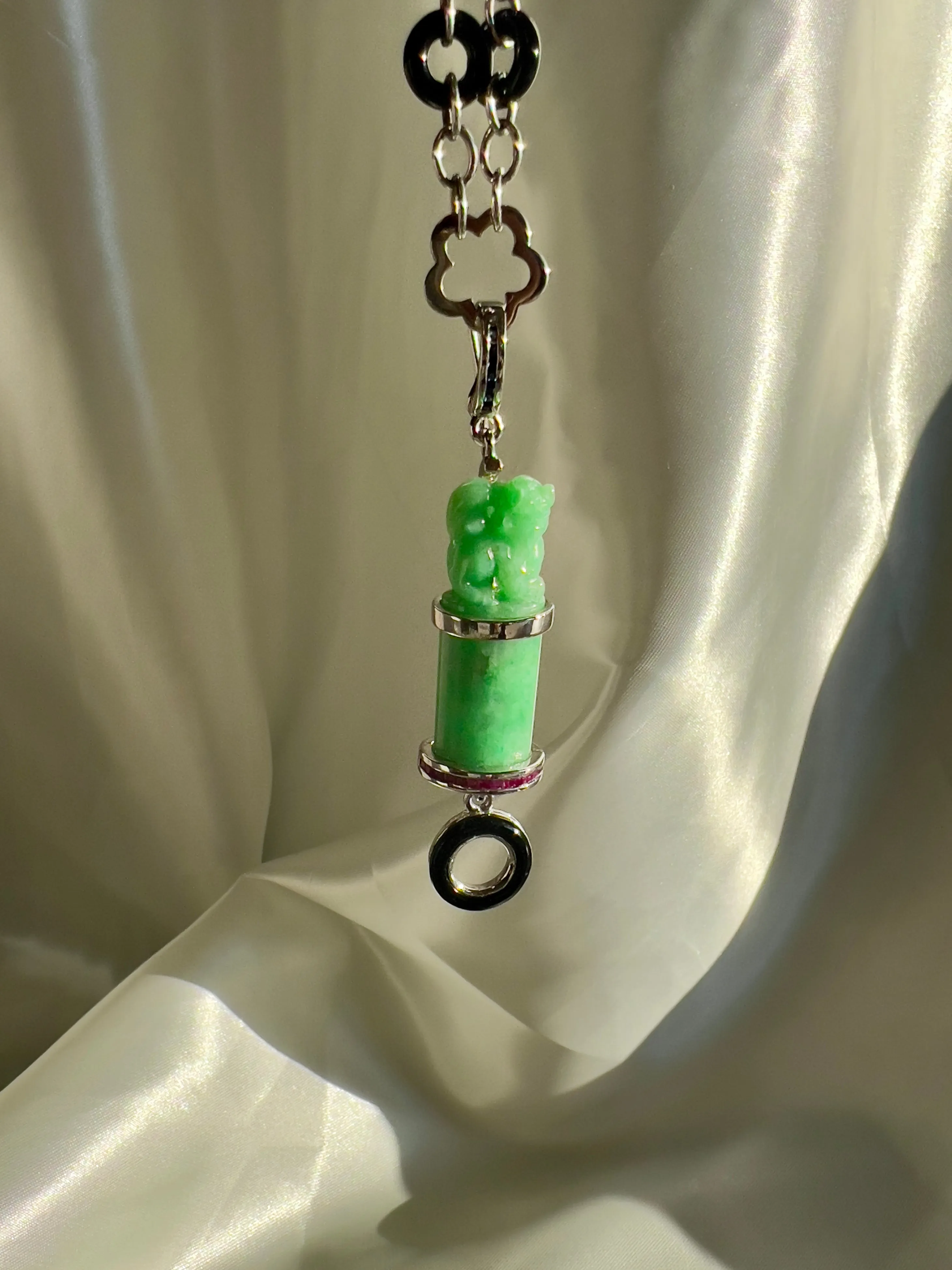 Guardian Lion Jadeite Jade Necklace