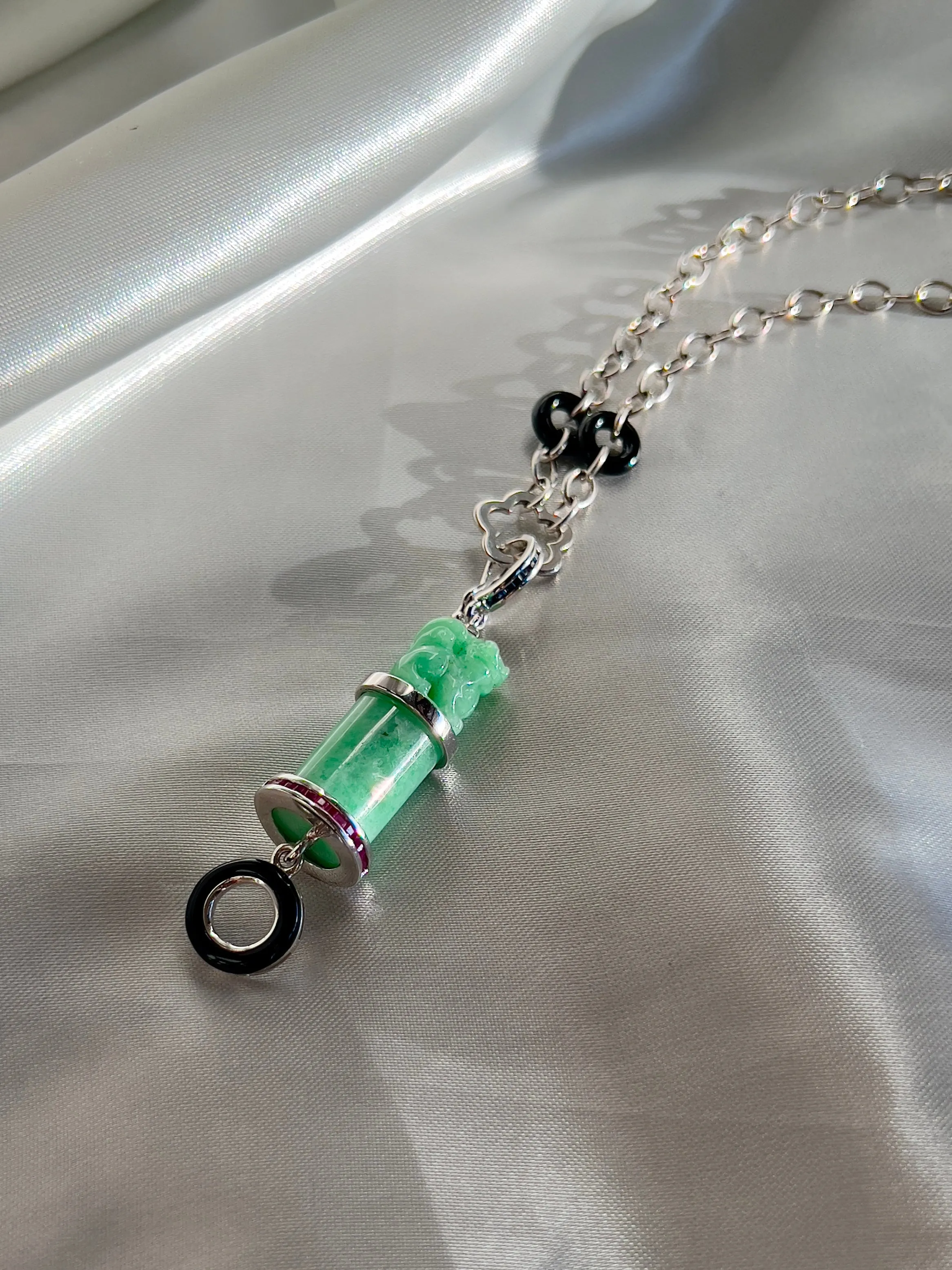 Guardian Lion Jadeite Jade Necklace
