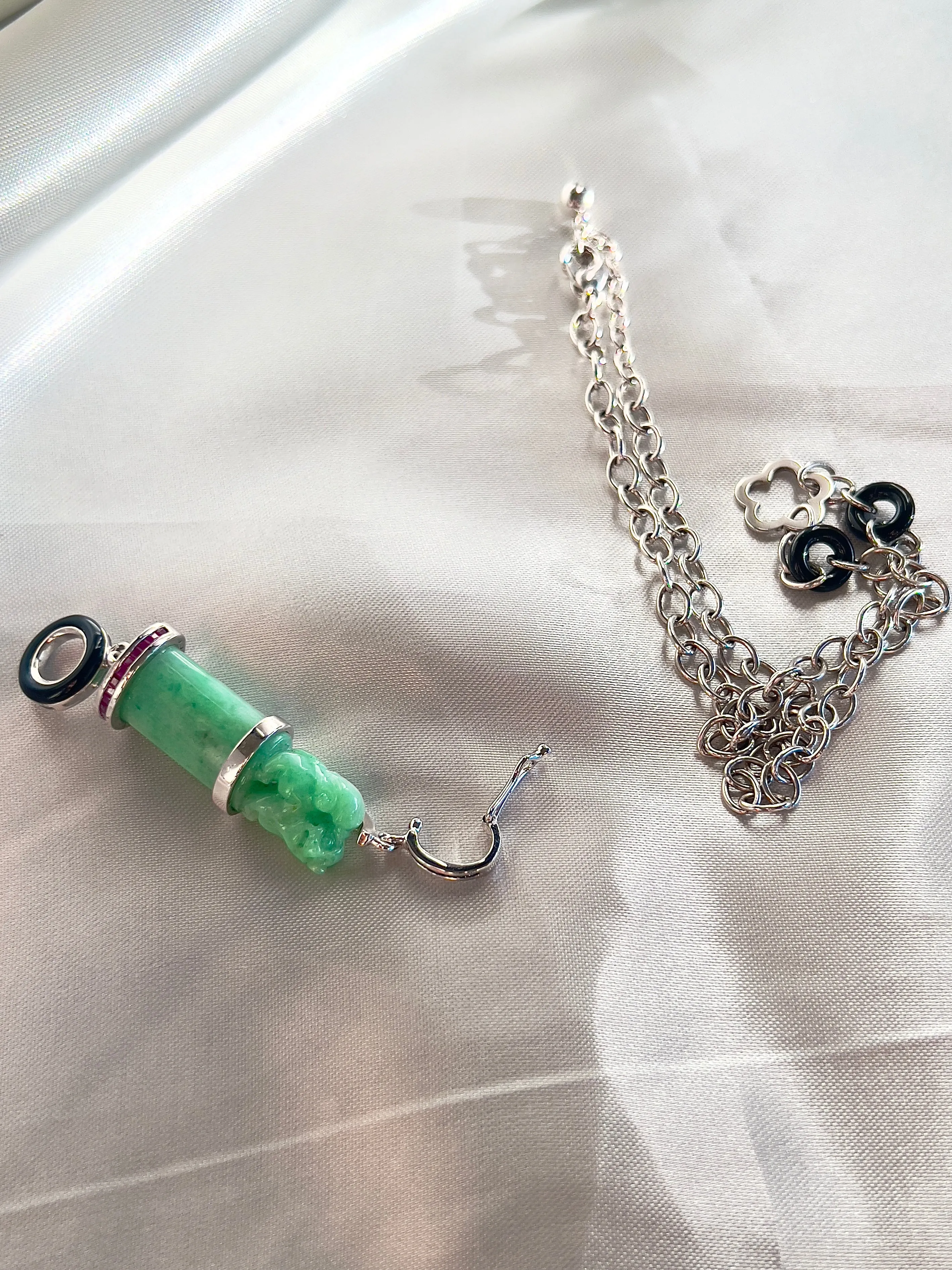 Guardian Lion Jadeite Jade Necklace