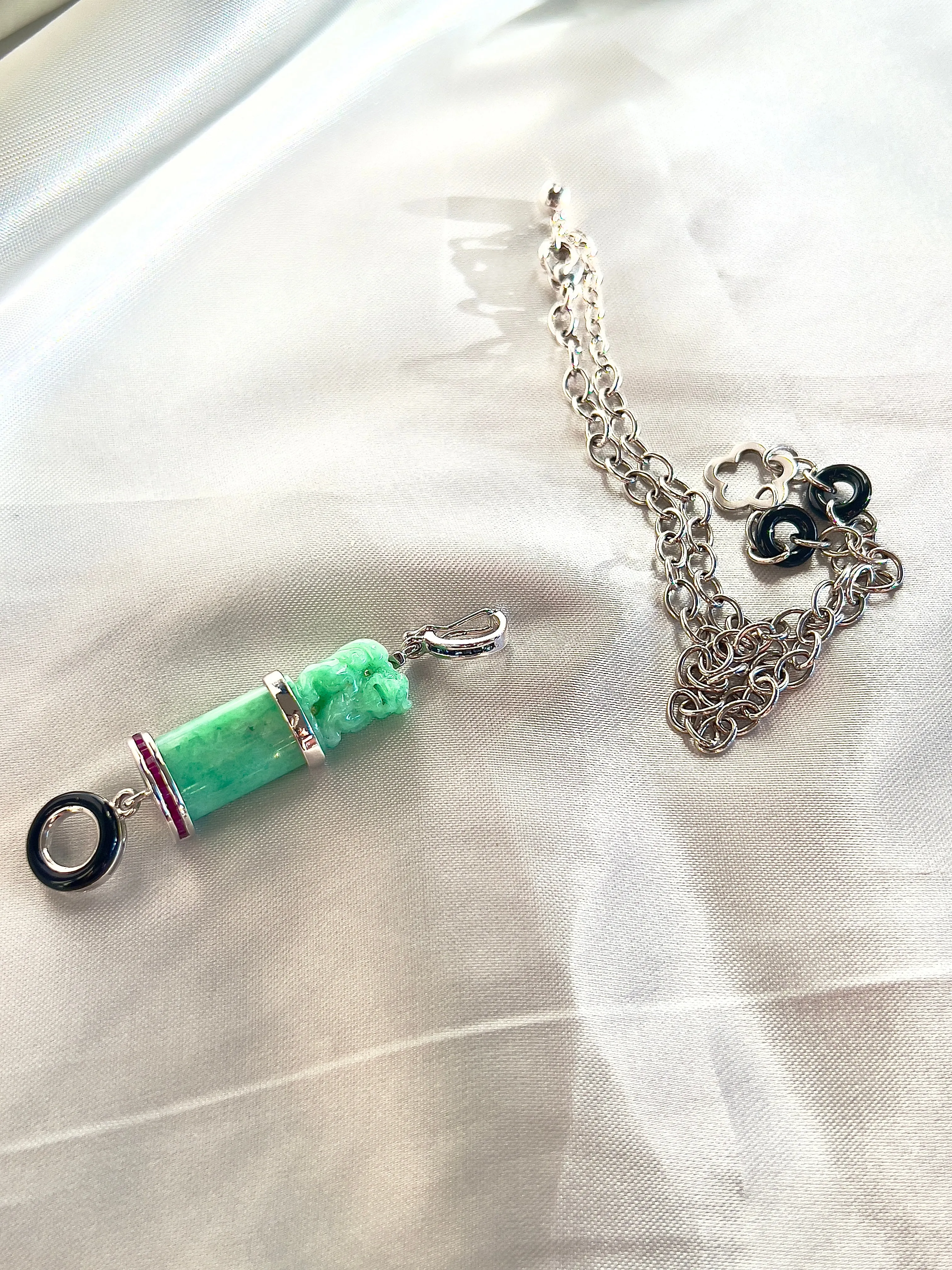 Guardian Lion Jadeite Jade Necklace