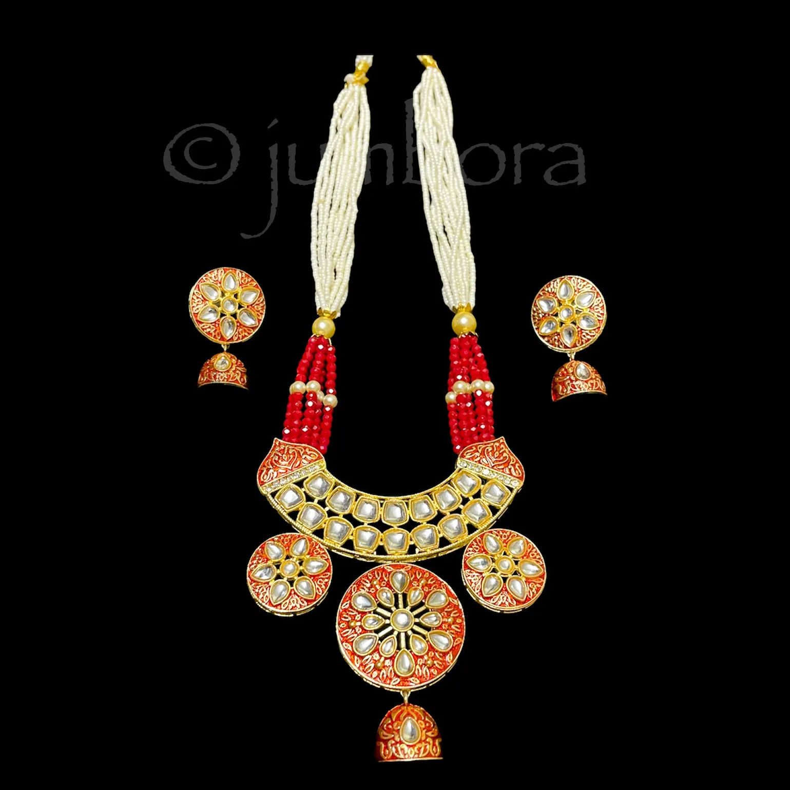 Handmade Meenakari Kundan Beaded Mala Necklace