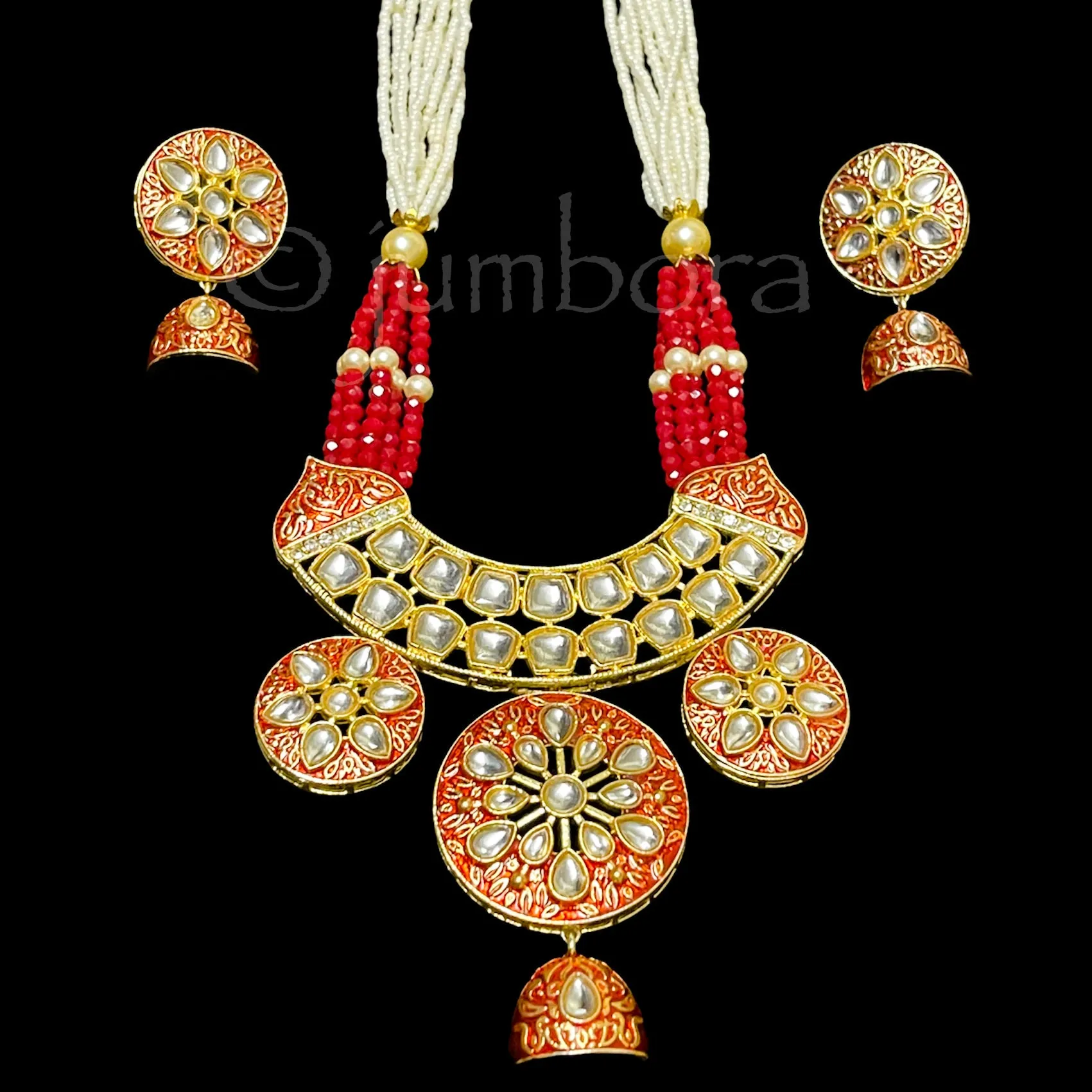 Handmade Meenakari Kundan Beaded Mala Necklace