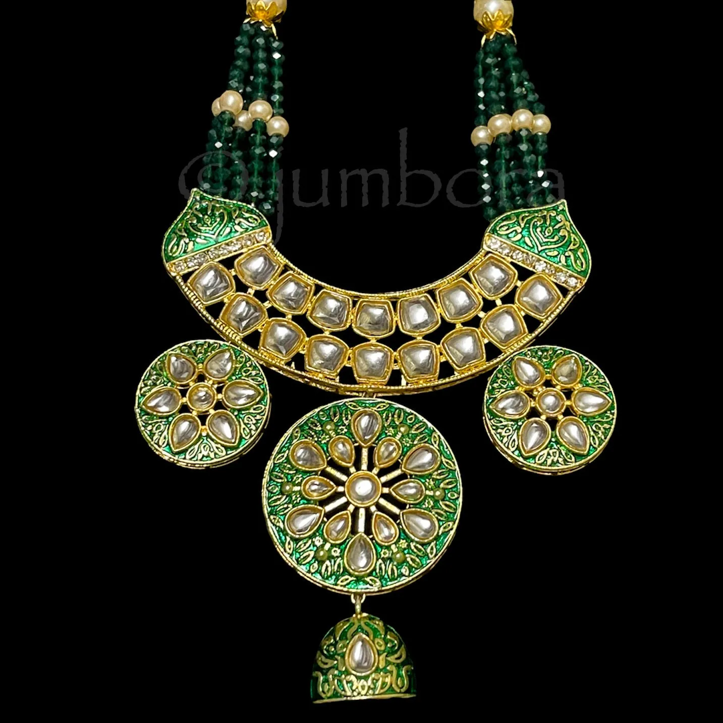 Handmade Meenakari Kundan Beaded Mala Necklace