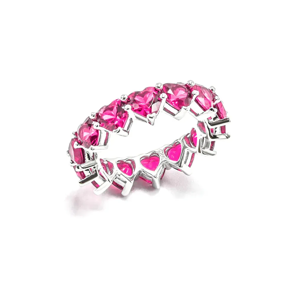 Heart Shaped Eternity Ring Sterling Silver 925 Engagement and Cocktail Rings  KESLEY
