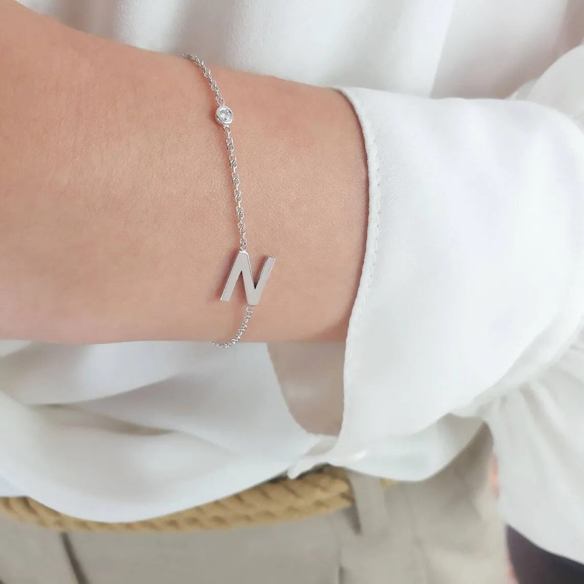 Initial Bracelet With Natural Diamond 0,03ct
