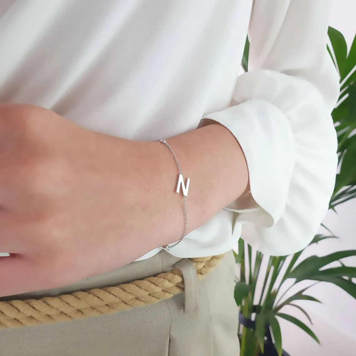 Initial Bracelet With Natural Diamond 0,03ct