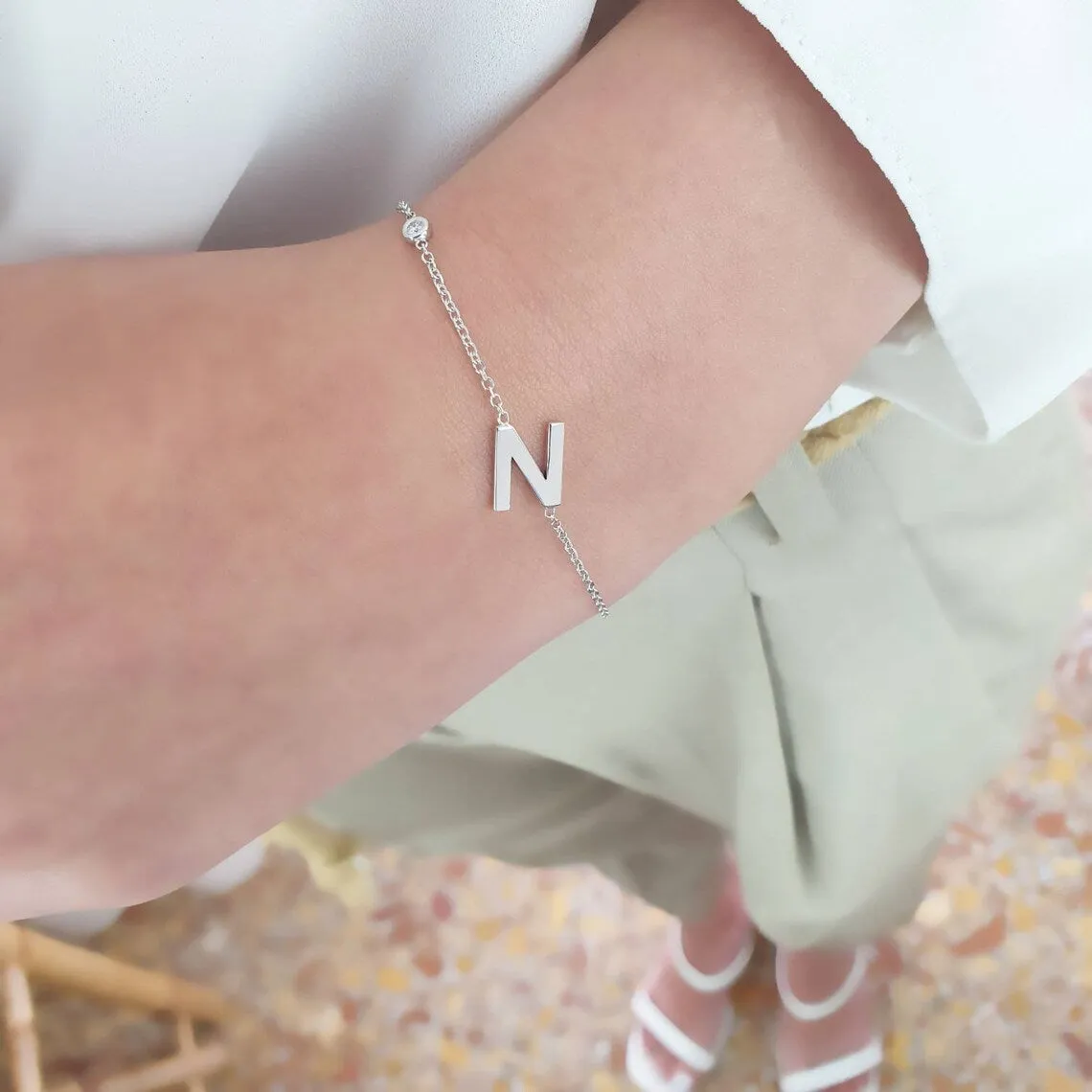 Initial Bracelet With Natural Diamond 0,03ct