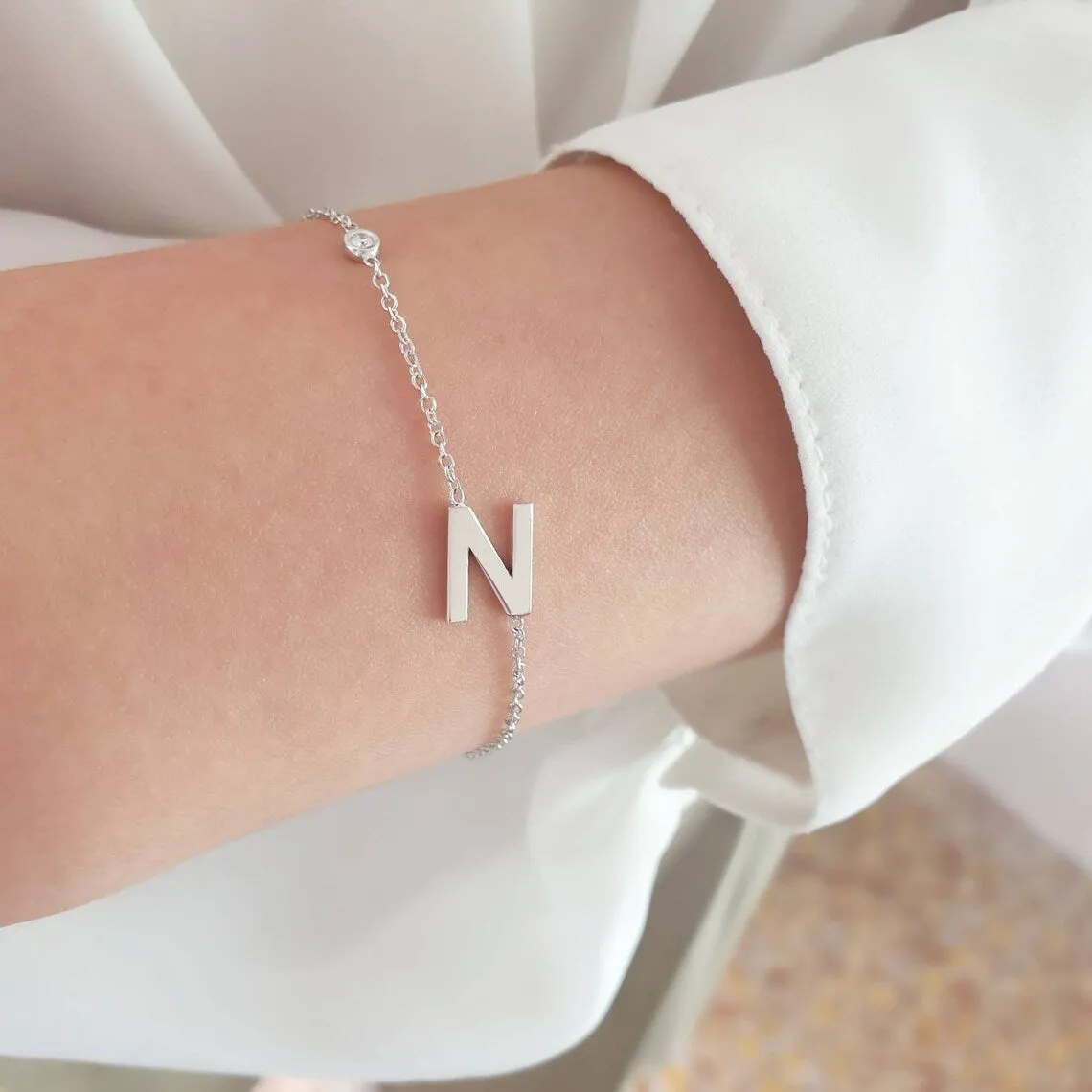 Initial Bracelet With Natural Diamond 0,03ct