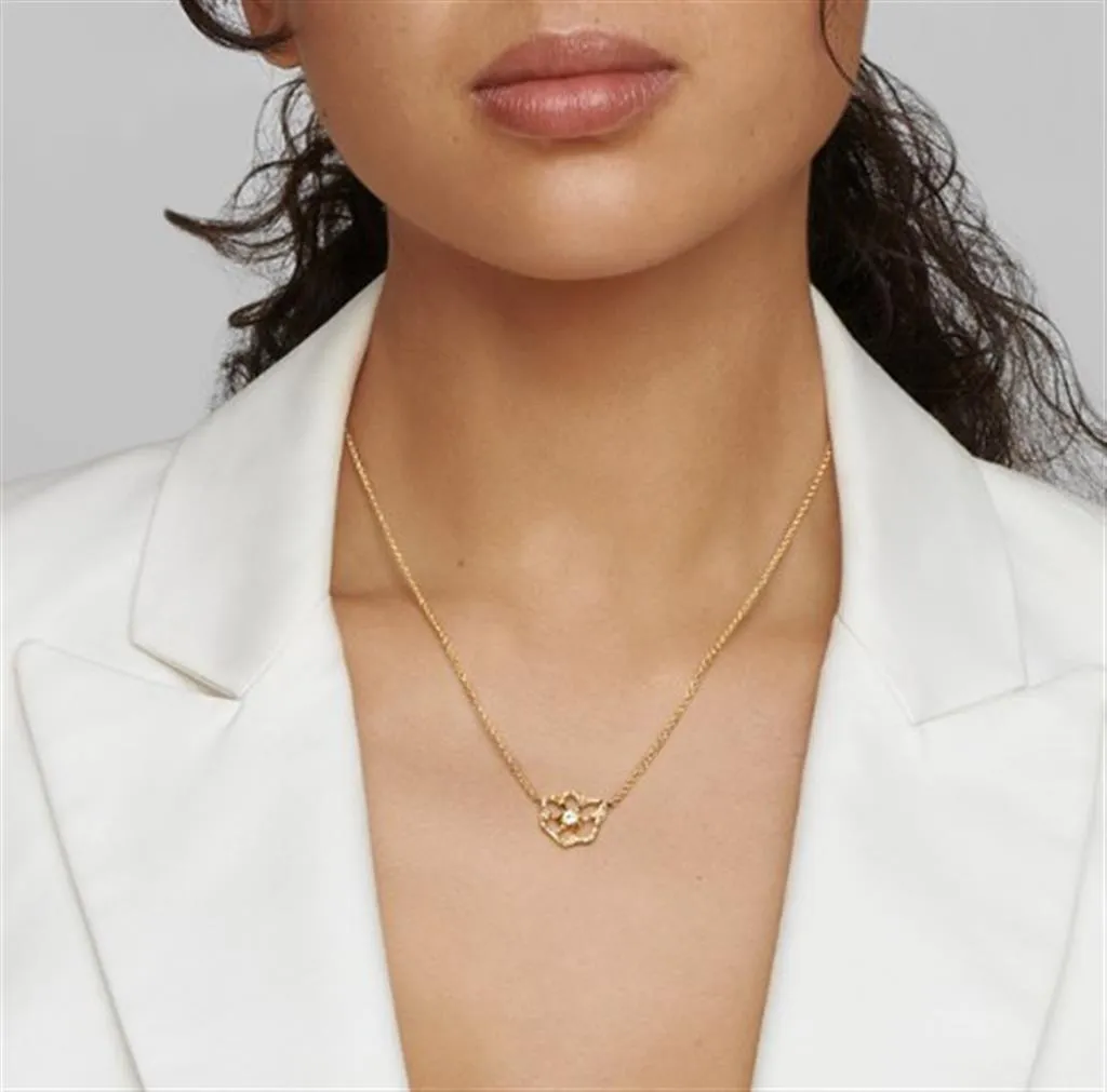 Ippolita 18k Yellow Gold Small Flora Diamond and Pink Sapphire Necklace