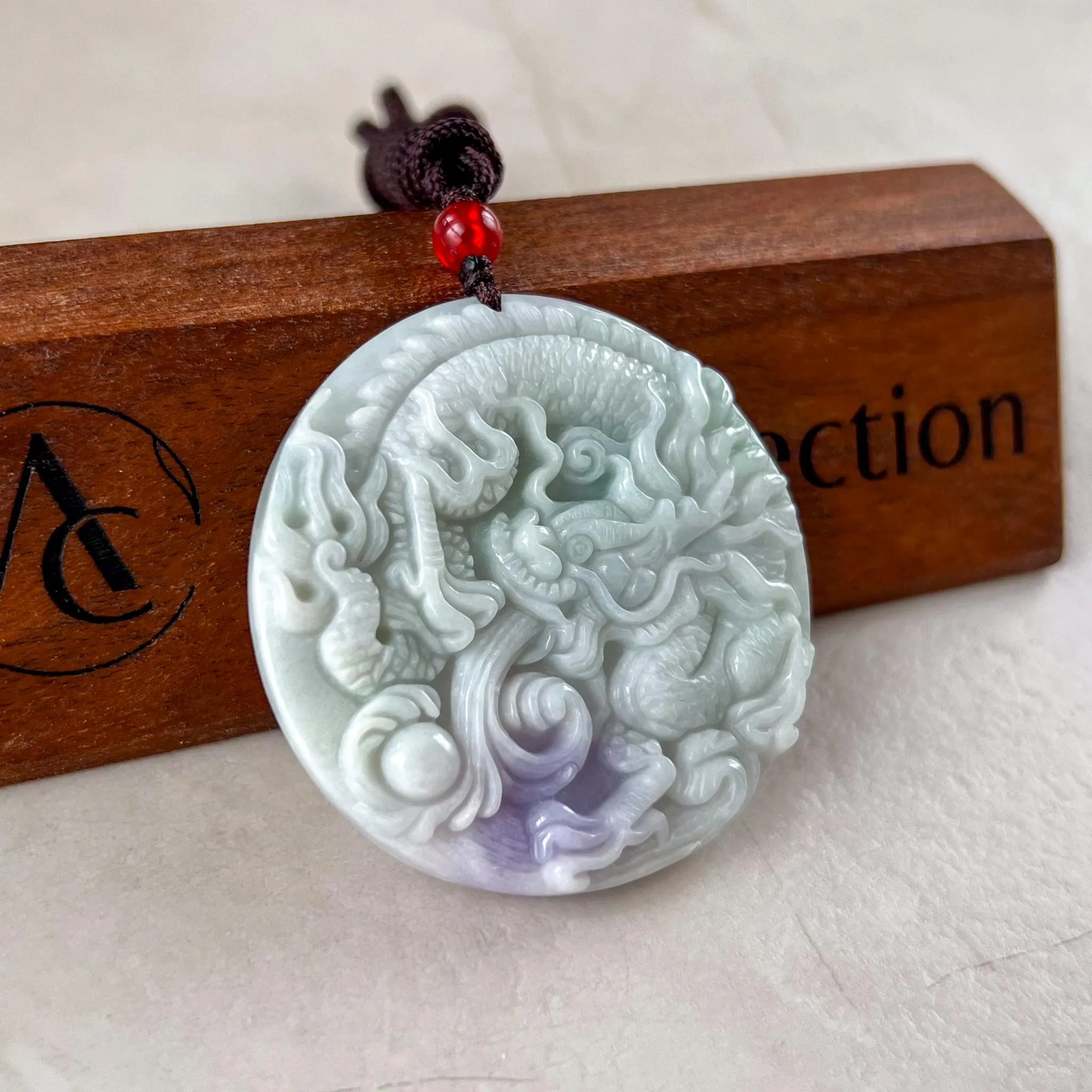 Jadeite Jade Dragon Zodiac Carved Necklace, SC-1122-0003813