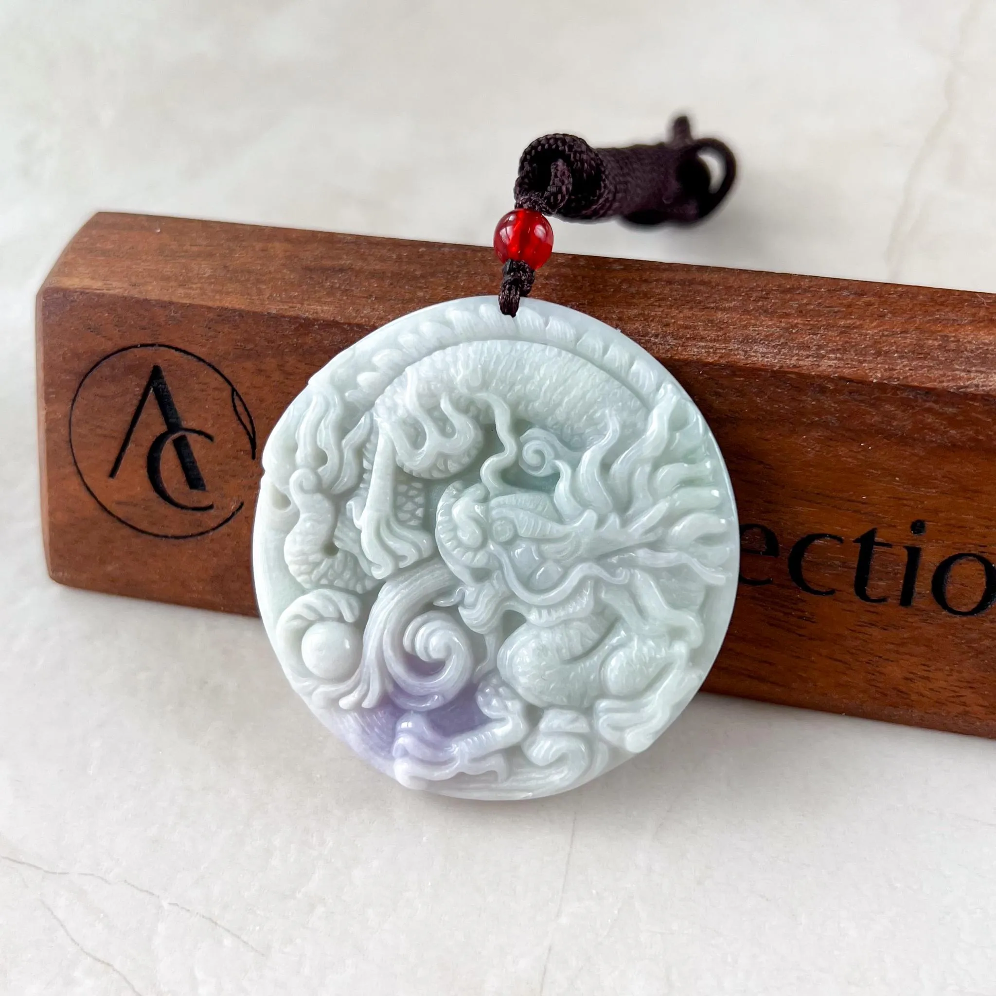Jadeite Jade Dragon Zodiac Carved Necklace, SC-1122-0003813